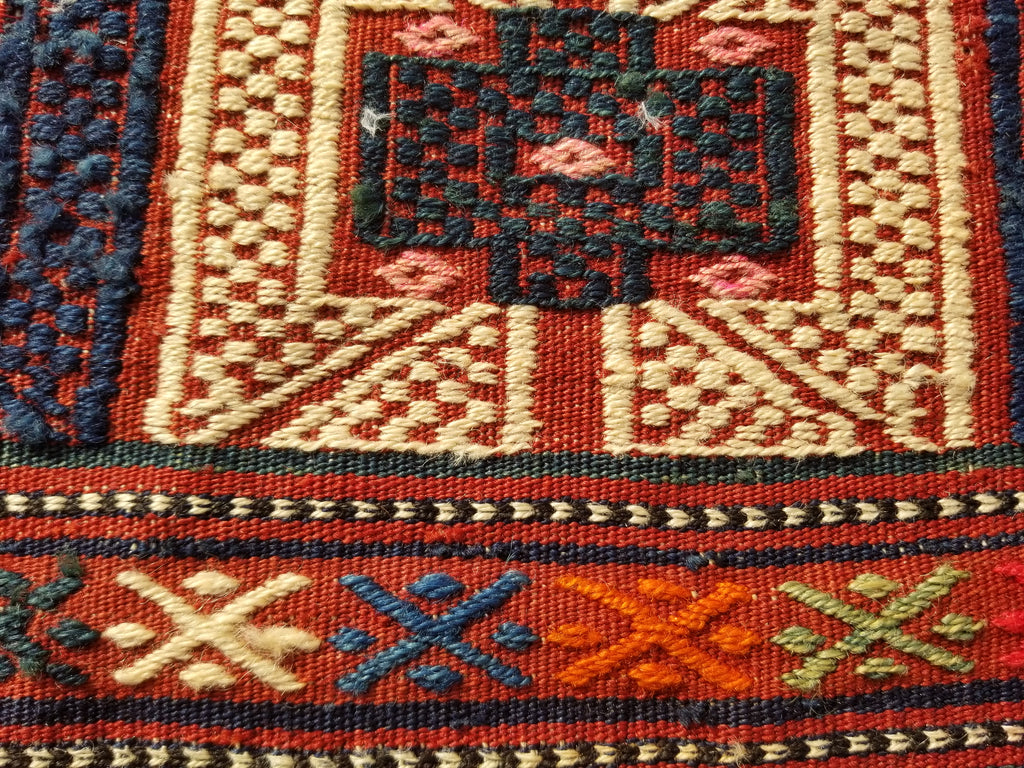 Antique Traditional Handmade Wool Moroccan Style Multicolor Kilim 220x160cm