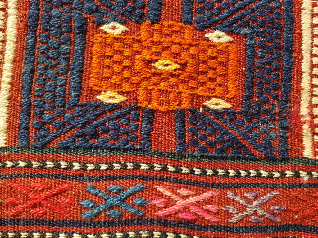 Antique Traditional Handmade Wool Moroccan Style Multicolor Kilim 220x160cm