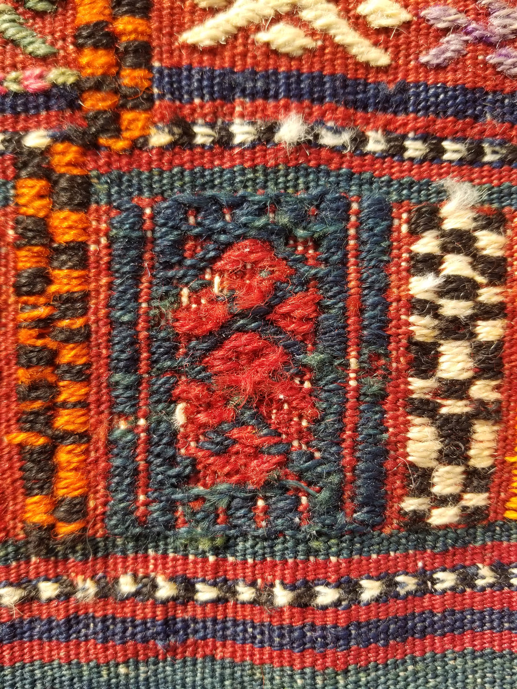 Antique Traditional Handmade Wool Moroccan Style Multicolor Kilim 220x160cm