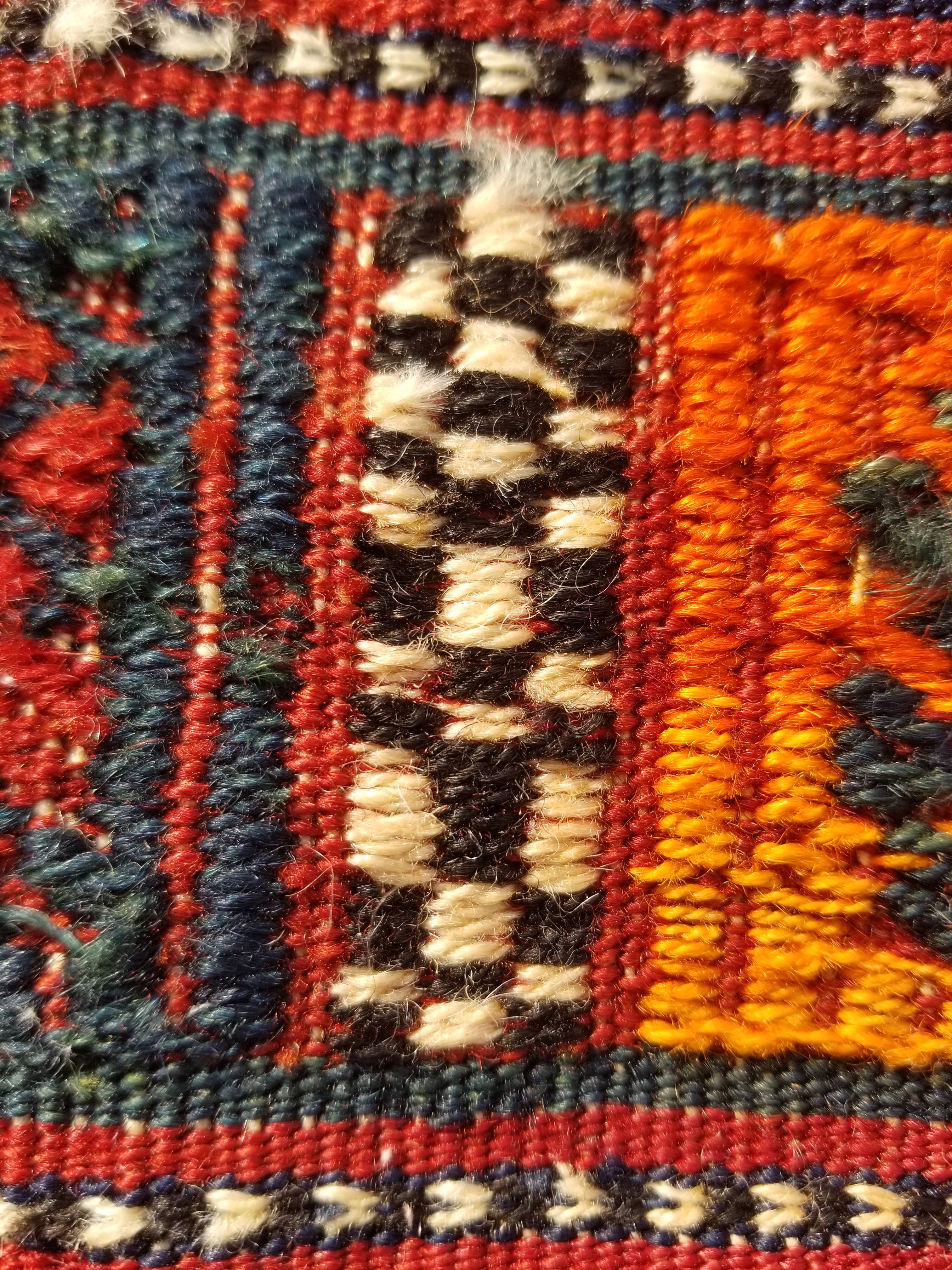 Antique Traditional Handmade Wool Moroccan Style Multicolor Kilim 220x160cm
