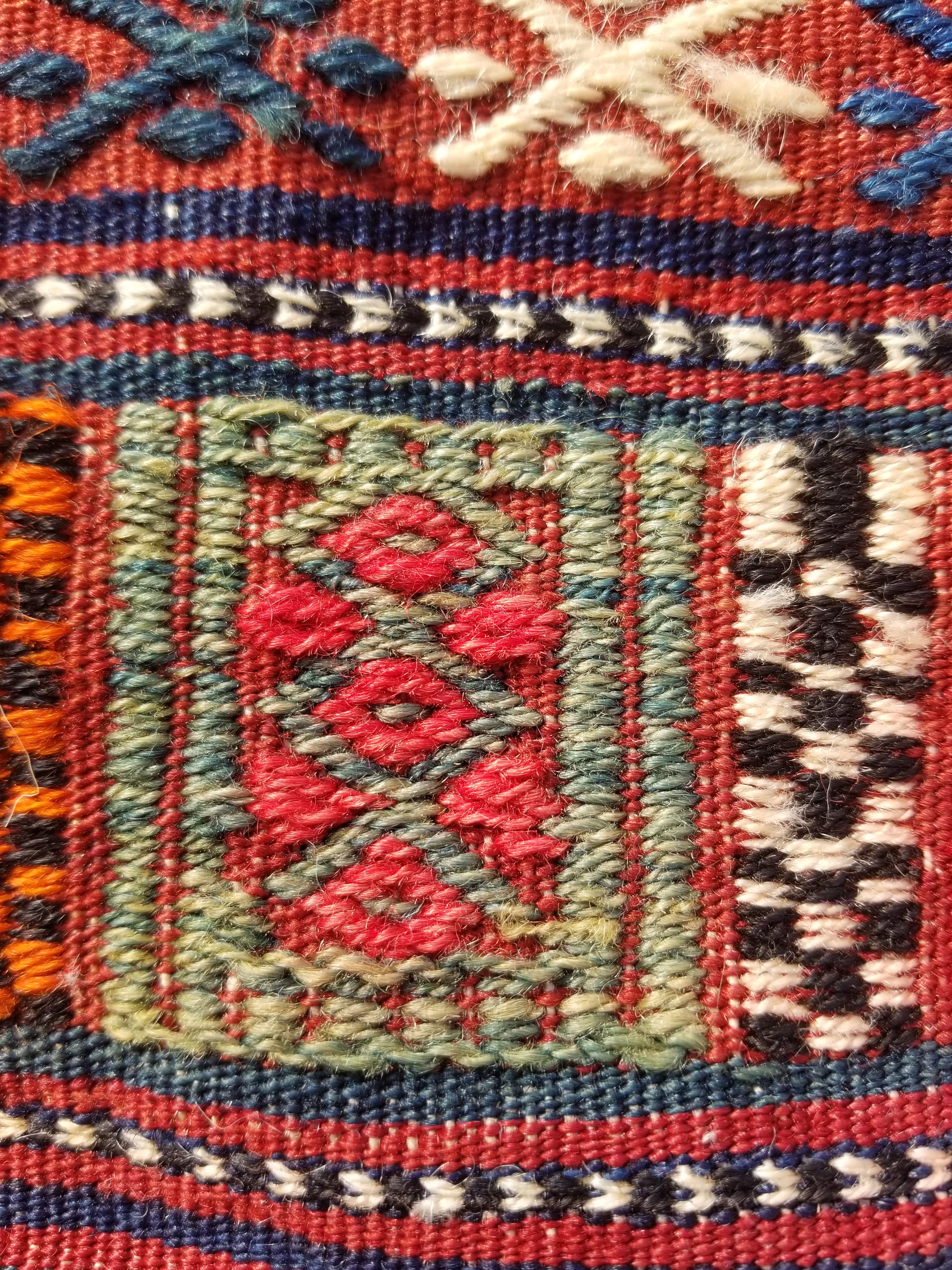 Antique Traditional Handmade Wool Moroccan Style Multicolor Kilim 220x160cm
