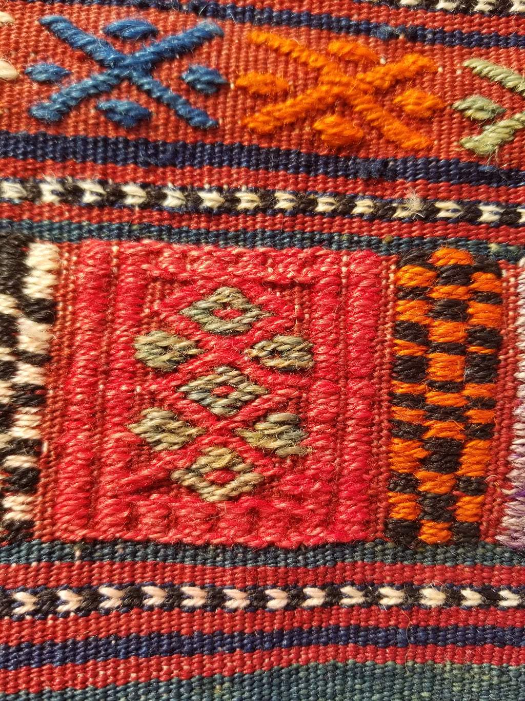 Antique Traditional Handmade Wool Moroccan Style Multicolor Kilim 220x160cm