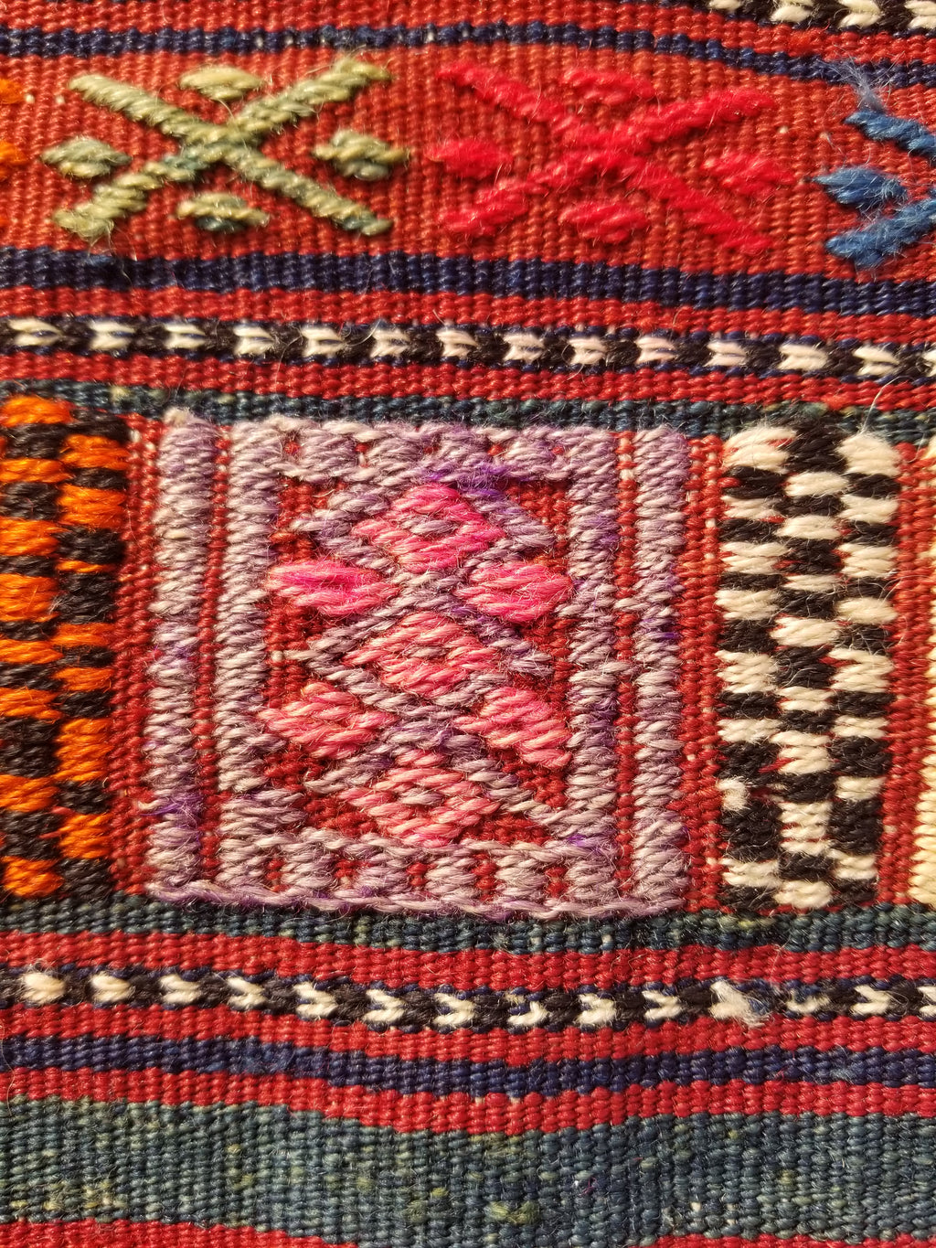 Antique Traditional Handmade Wool Moroccan Style Multicolor Kilim 220x160cm