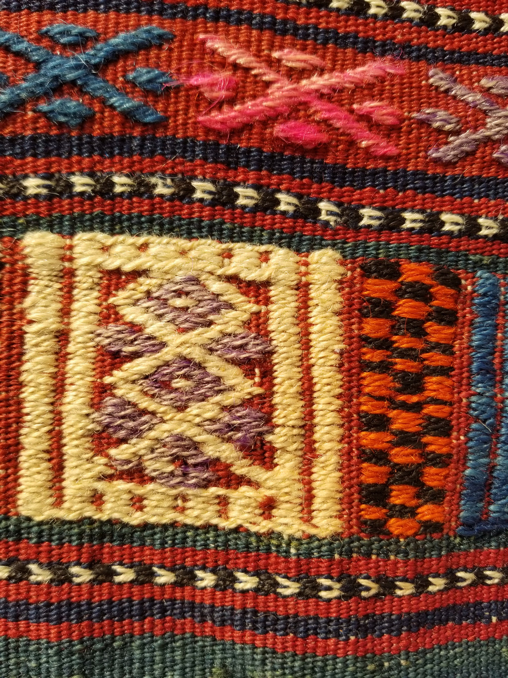 Antique Traditional Handmade Wool Moroccan Style Multicolor Kilim 220x160cm