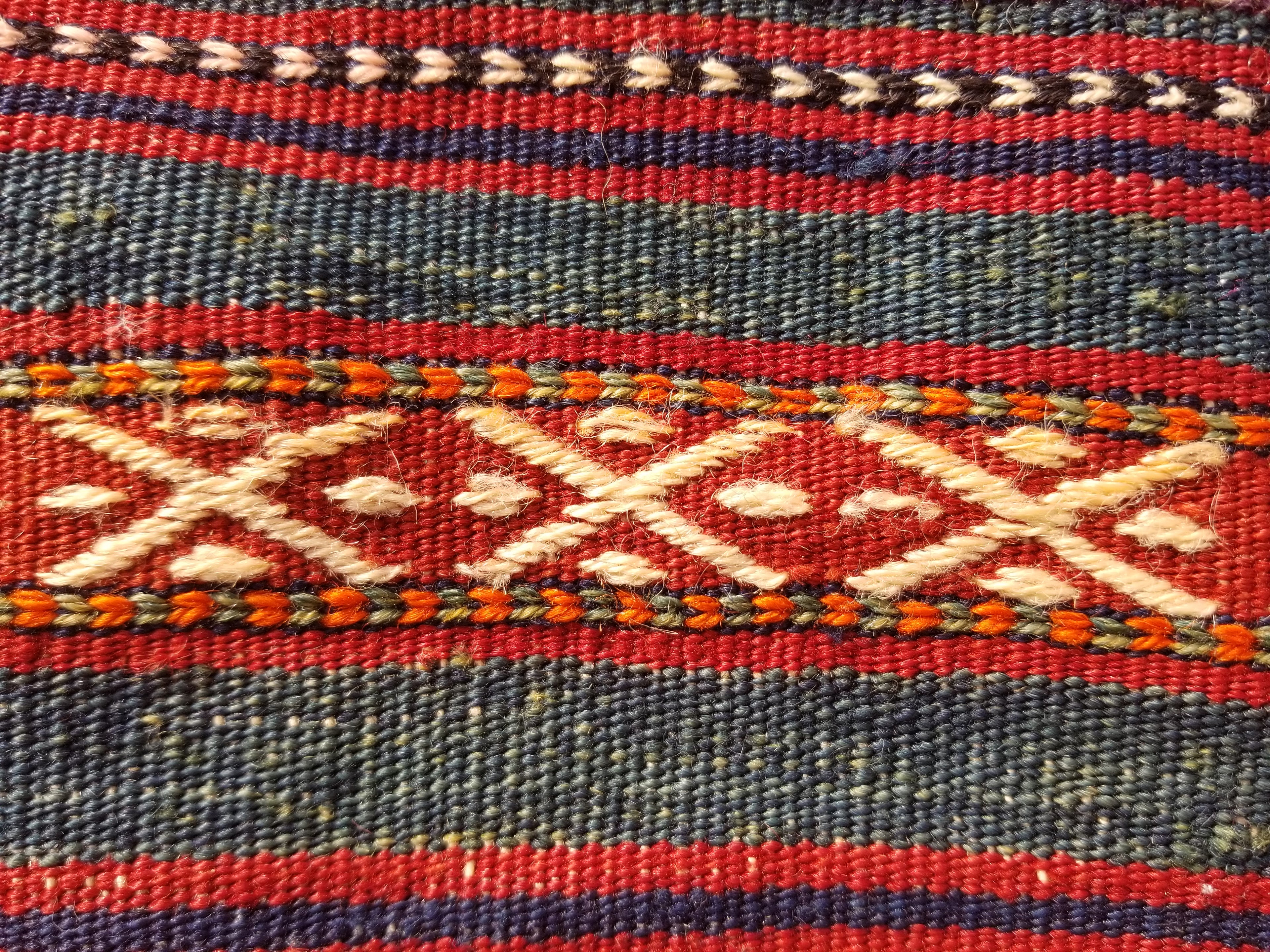 Antique Traditional Handmade Wool Moroccan Style Multicolor Kilim 220x160cm