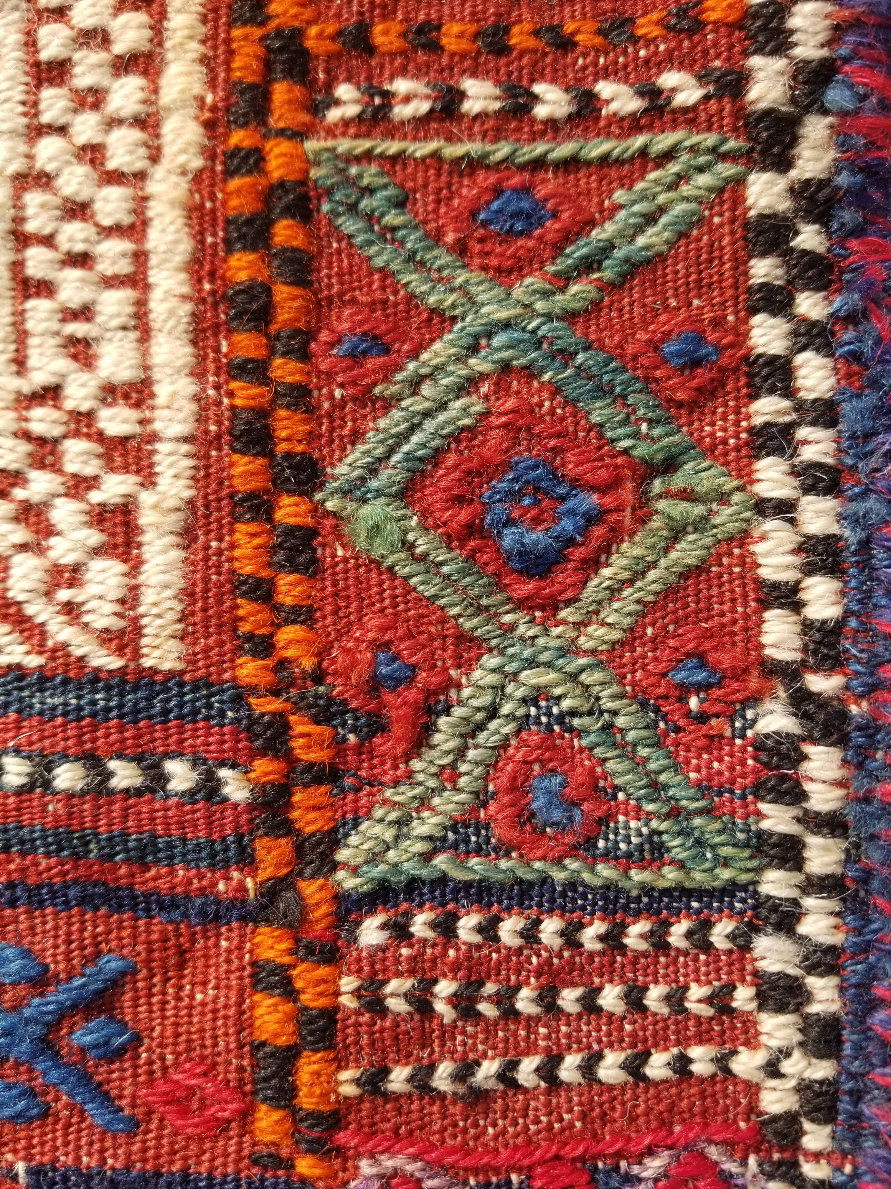 Antique Traditional Handmade Wool Moroccan Style Multicolor Kilim 220x160cm