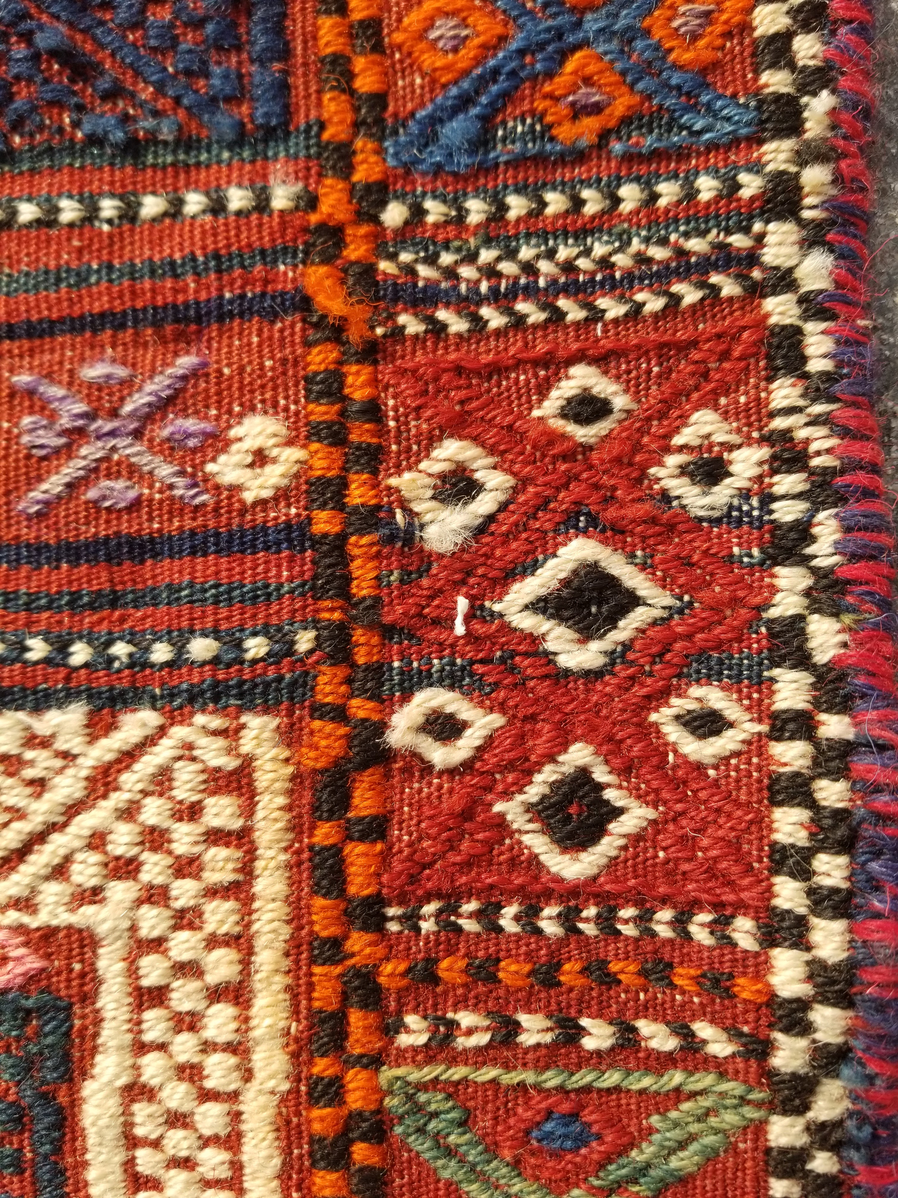 Antique Traditional Handmade Wool Moroccan Style Multicolor Kilim 220x160cm