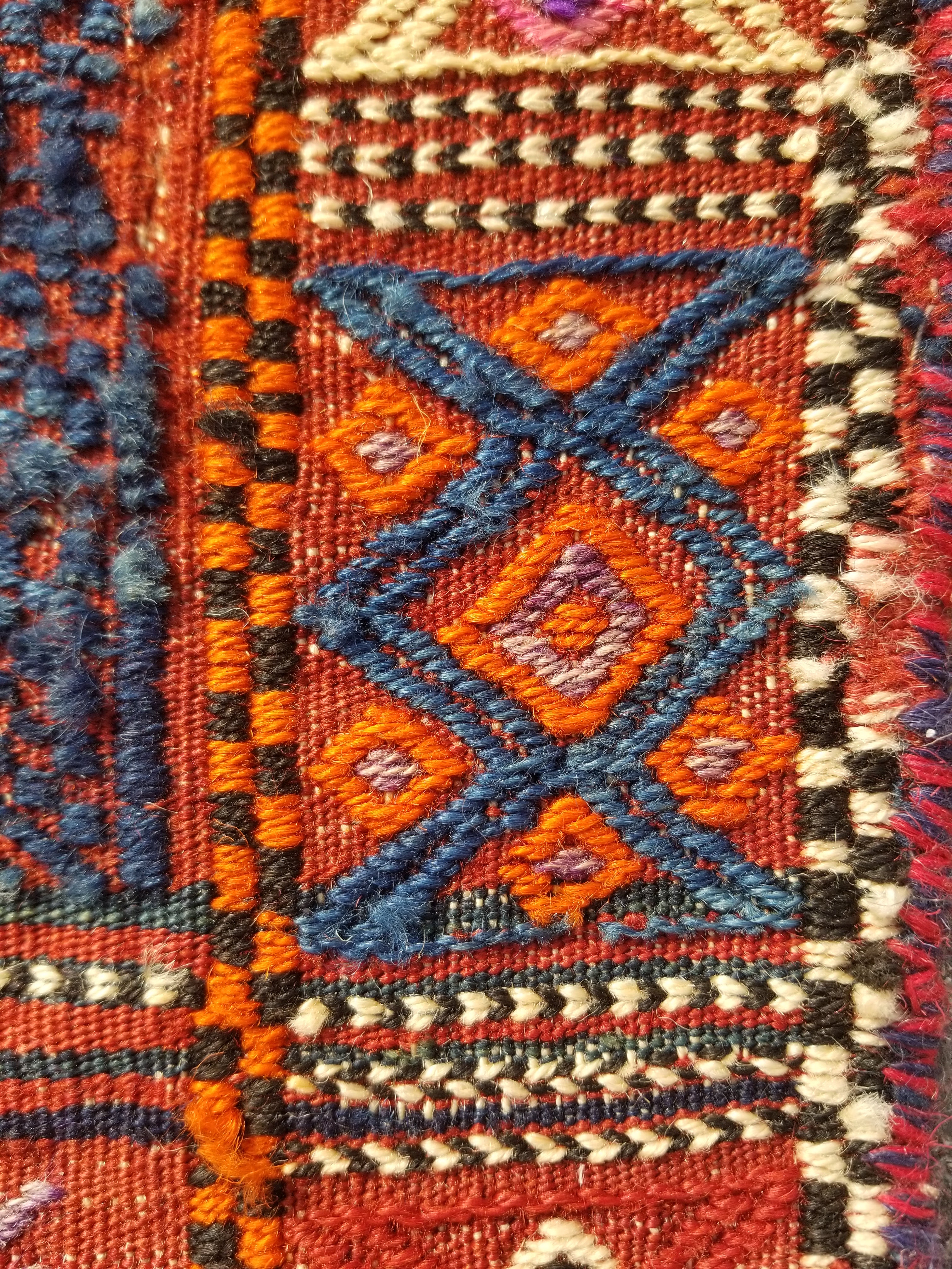 Antique Traditional Handmade Wool Moroccan Style Multicolor Kilim 220x160cm