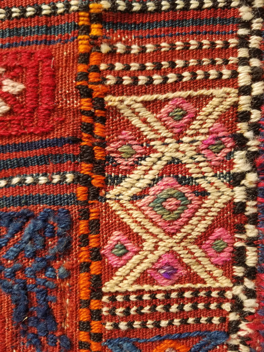 Antique Traditional Handmade Wool Moroccan Style Multicolor Kilim 220x160cm