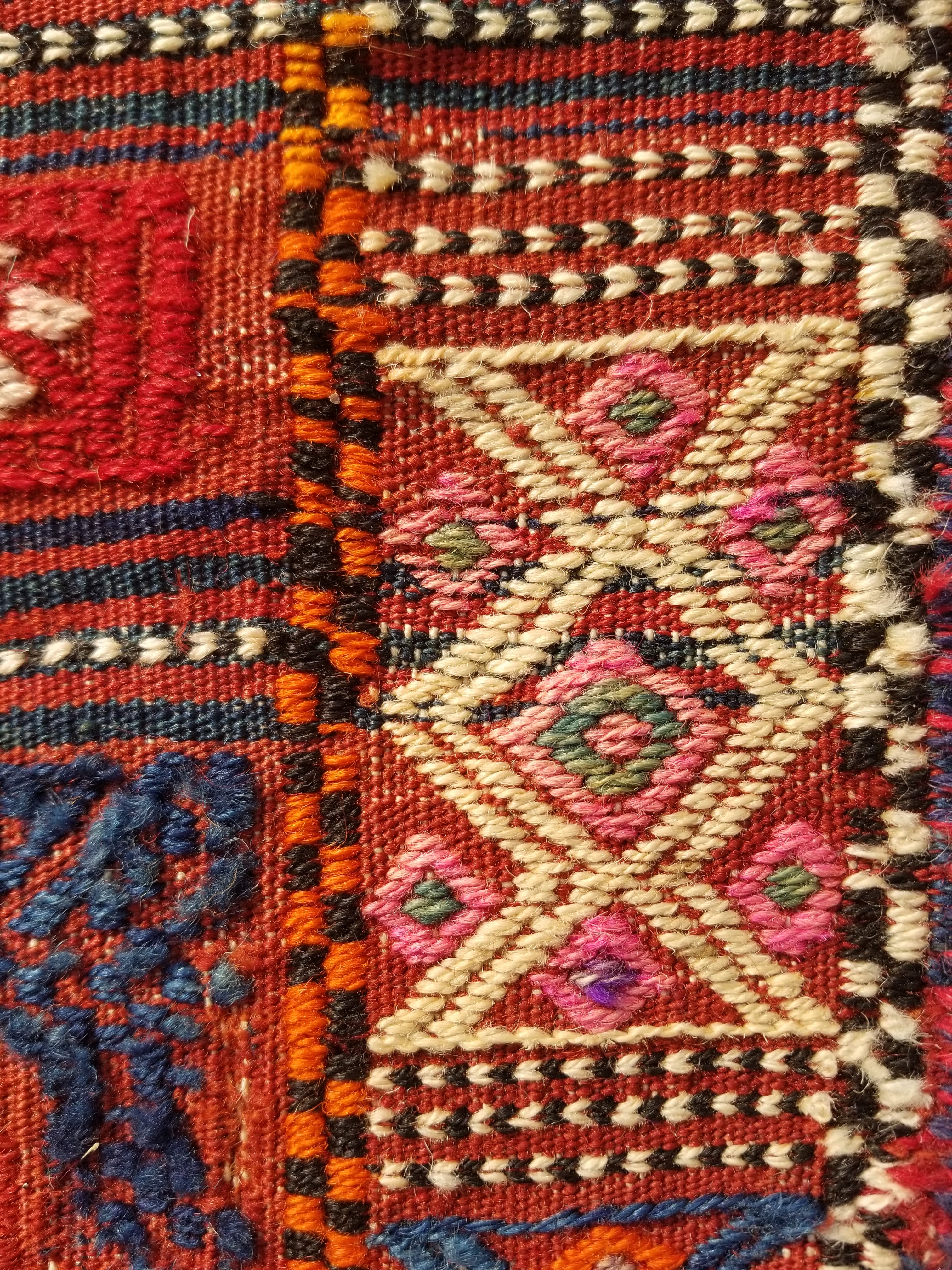 Antique Traditional Handmade Wool Moroccan Style Multicolor Kilim 220x160cm