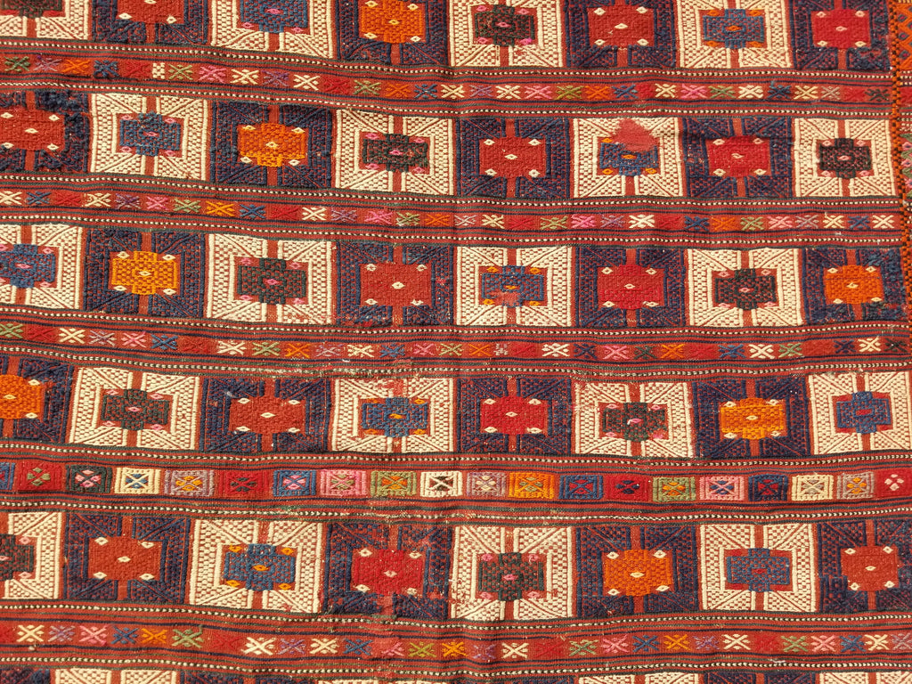 Antique Traditional Handmade Wool Moroccan Style Multicolor Kilim 220x160cm