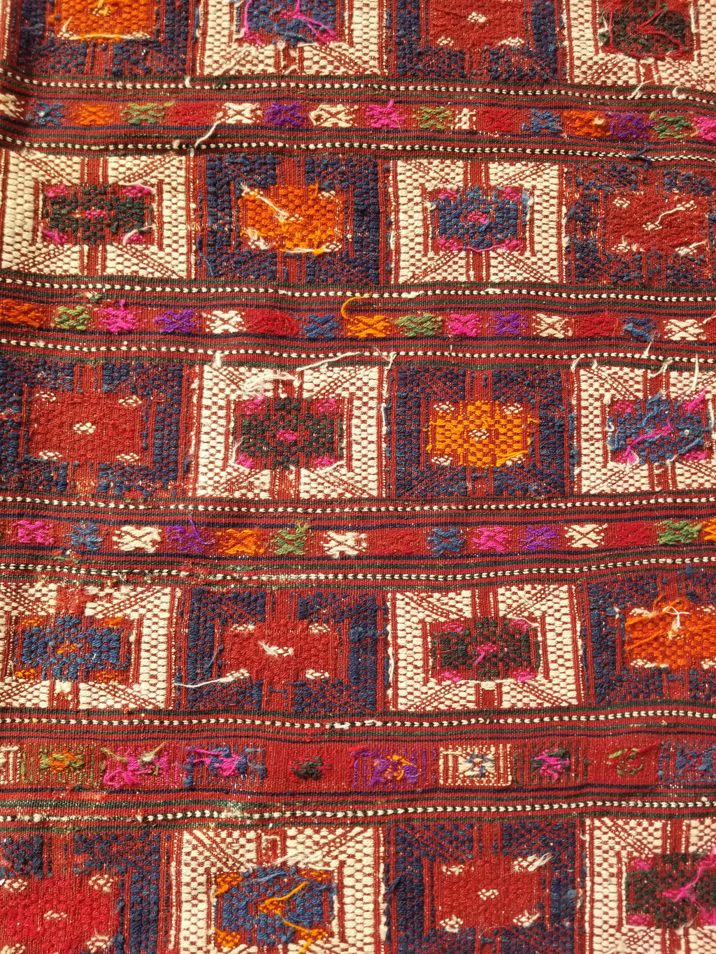 Antique Traditional Handmade Wool Moroccan Style Multicolor Kilim 220x160cm