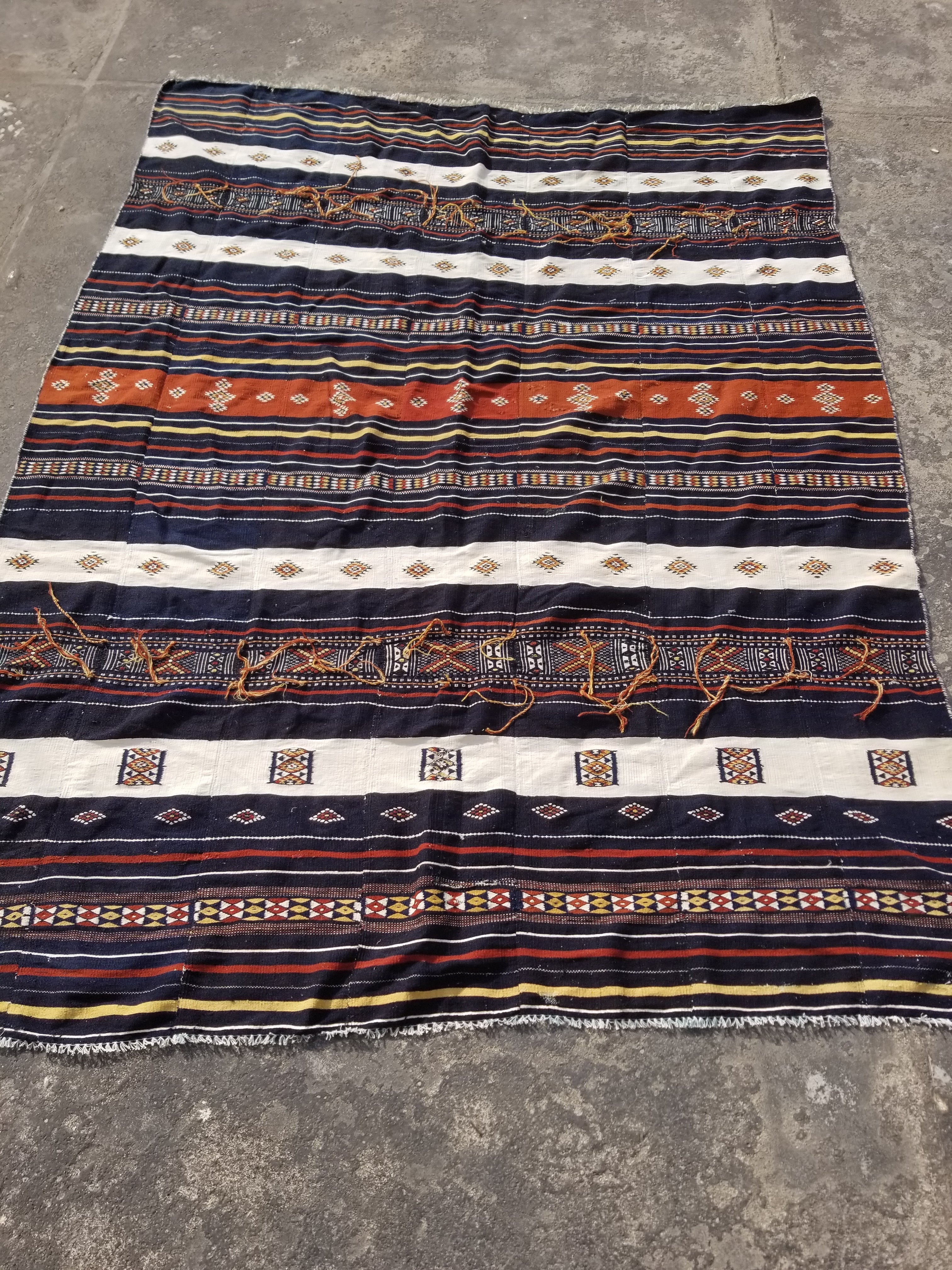 Antique Traditional Handmade African Arkilla Kerka Fulani Wedding Kilim 250x187c