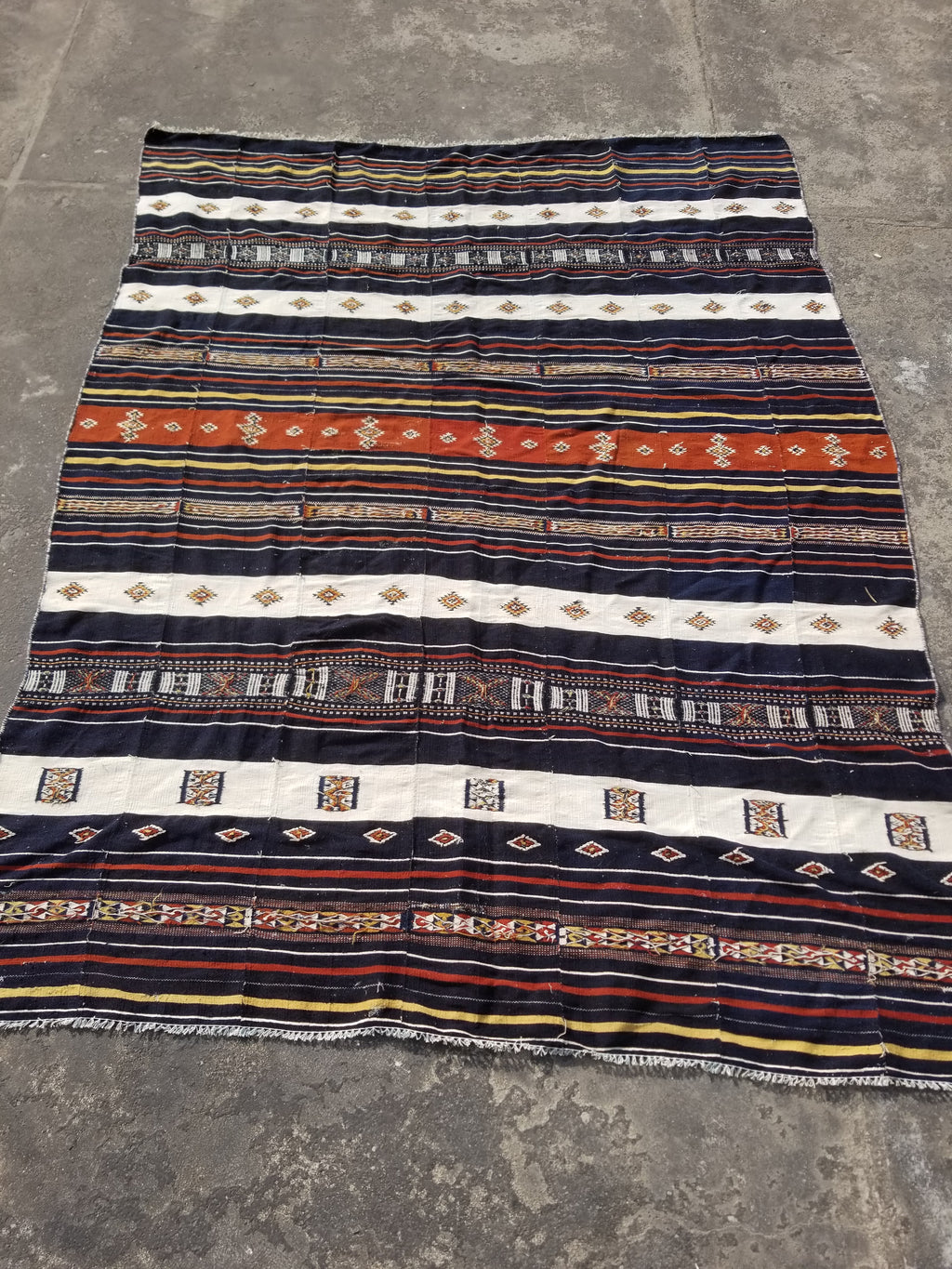 Antique Traditional Handmade African Arkilla Kerka Fulani Wedding Kilim 250x187c