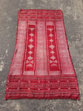 Vintage Traditional Handmade Tunisian Wool Red & White Kilim 180x100cm