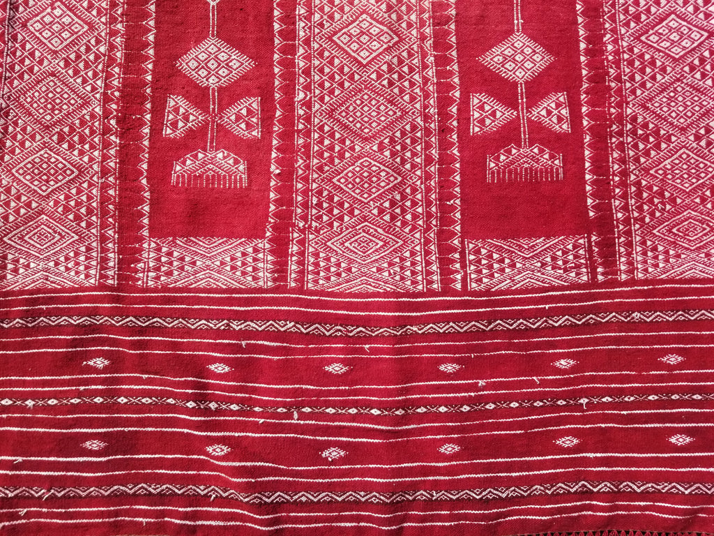 Vintage Traditional Handmade Tunisian Wool Red & White Kilim 180x100cm