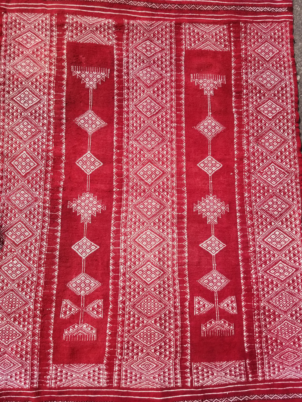 Vintage Traditional Handmade Tunisian Wool Red & White Kilim 180x100cm
