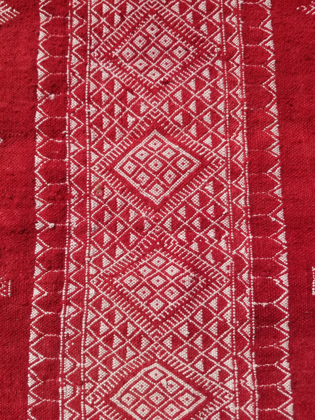 Vintage Traditional Handmade Tunisian Wool Red & White Kilim 180x100cm
