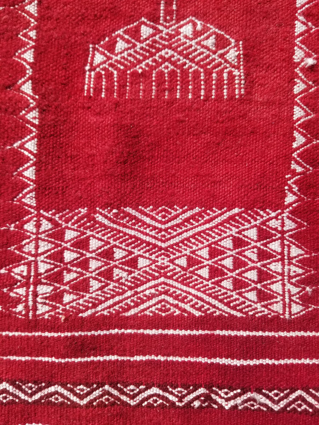 Vintage Traditional Handmade Tunisian Wool Red & White Kilim 180x100cm