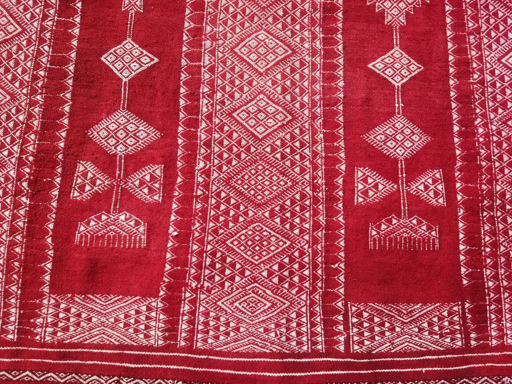 Vintage Traditional Handmade Tunisian Wool Red & White Kilim 180x100cm