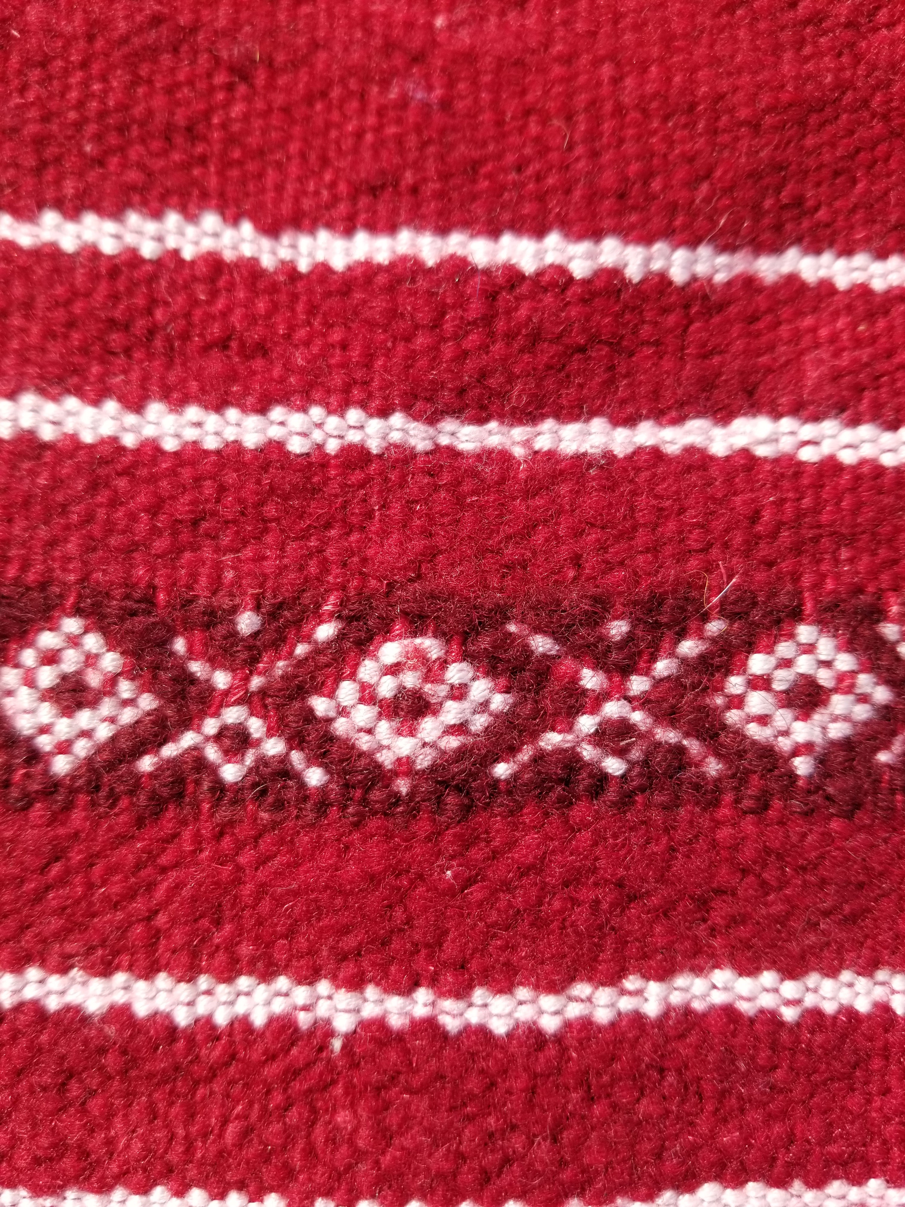 Vintage Traditional Handmade Tunisian Wool Red & White Kilim 180x100cm