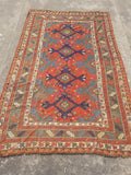 Antique Traditional Handmade Caucasian Kazak Wool Multicolor Kilim 259x170cm