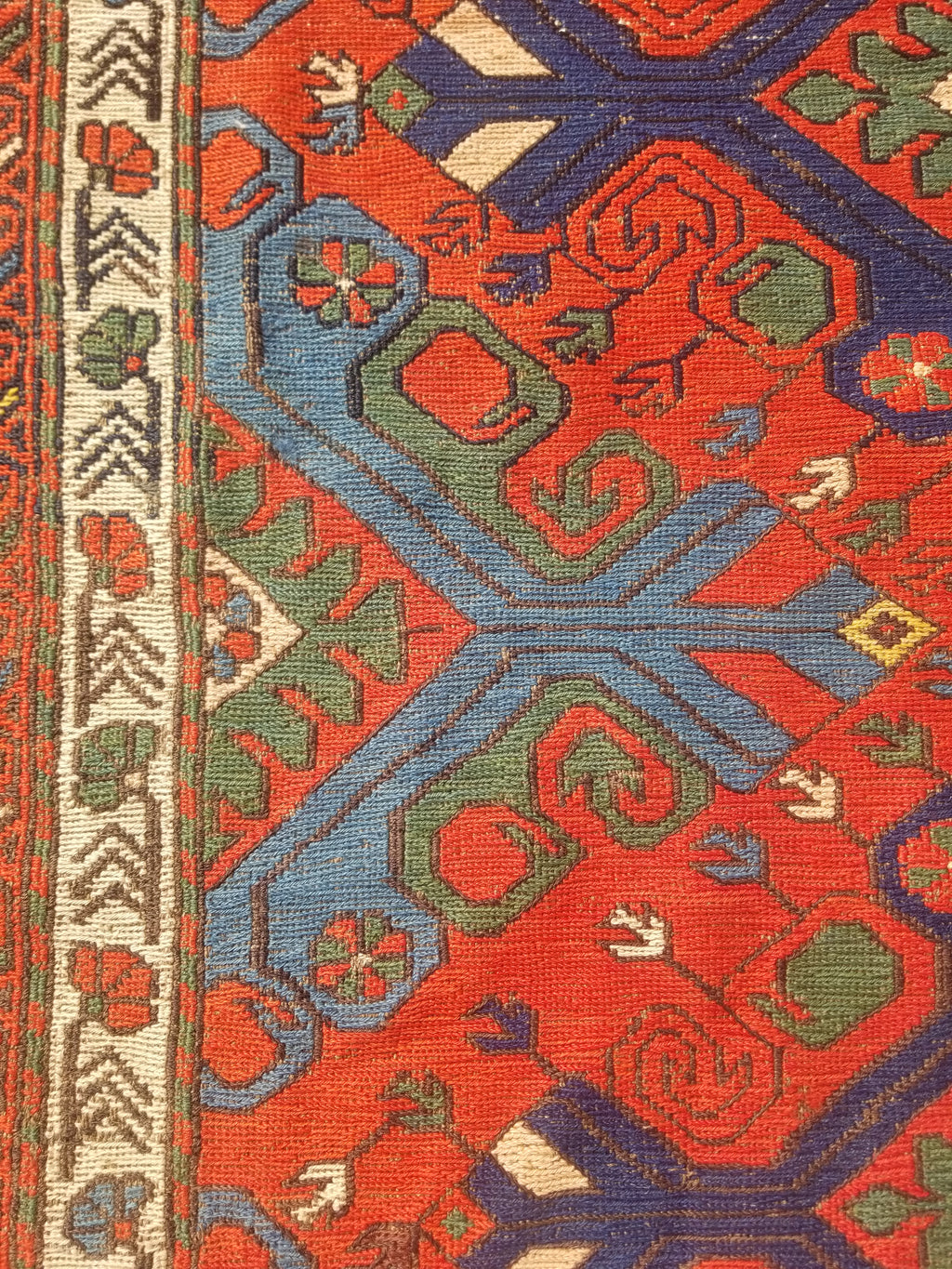 Antique Traditional Handmade Caucasian Kazak Wool Multicolor Kilim 259x170cm
