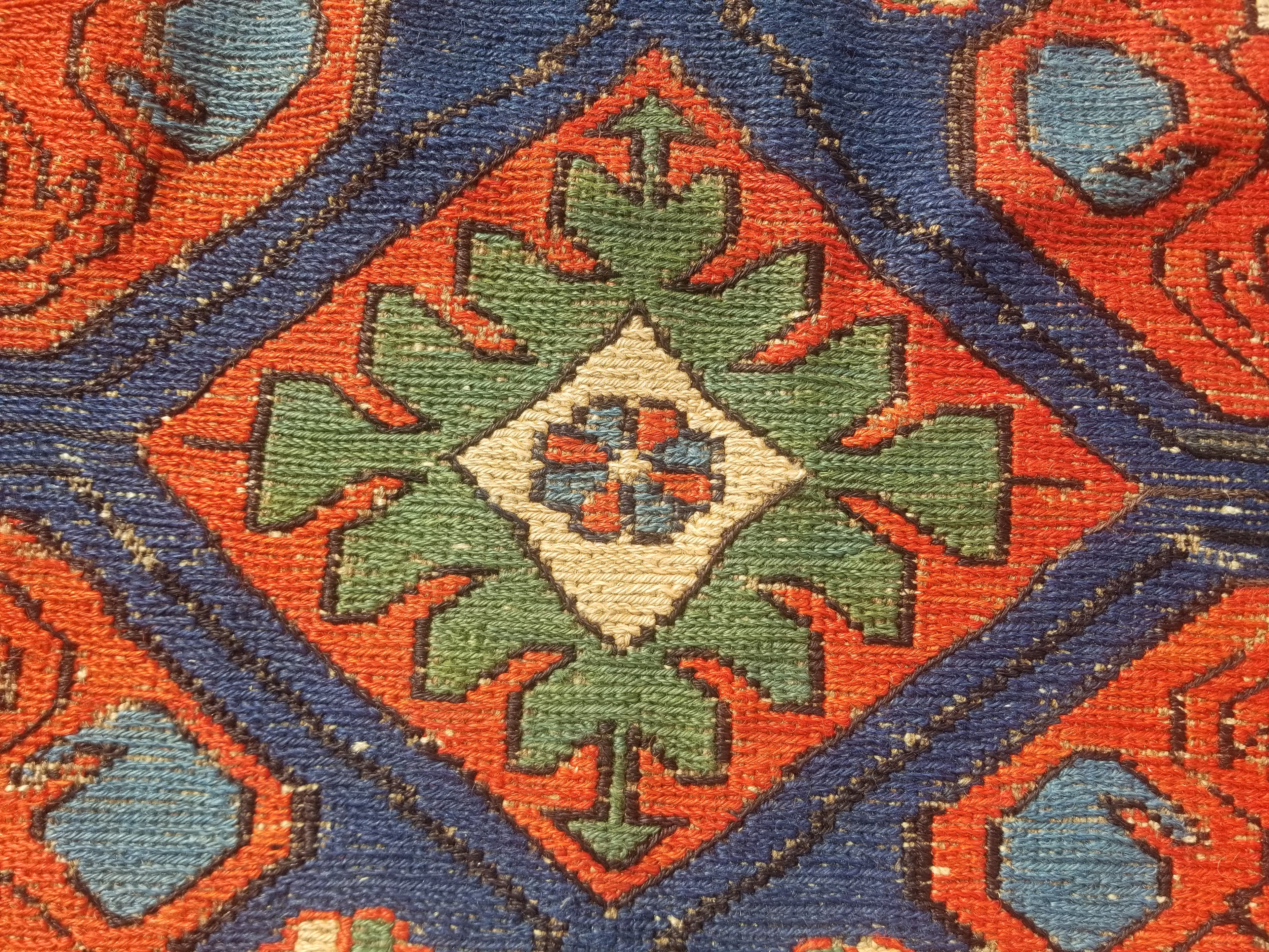 Antique Traditional Handmade Caucasian Kazak Wool Multicolor Kilim 259x170cm