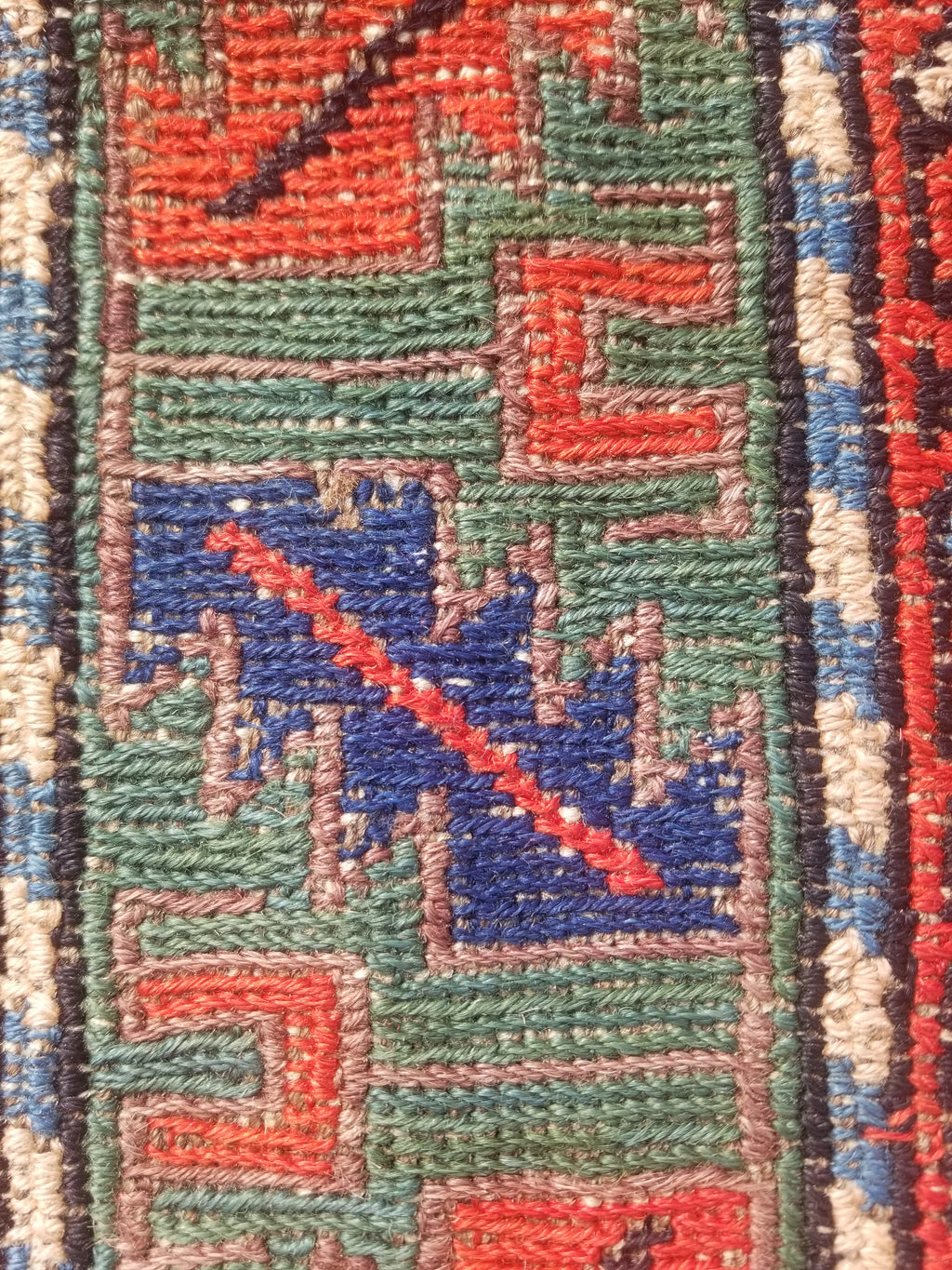 Antique Traditional Handmade Caucasian Kazak Wool Multicolor Kilim 259x170cm