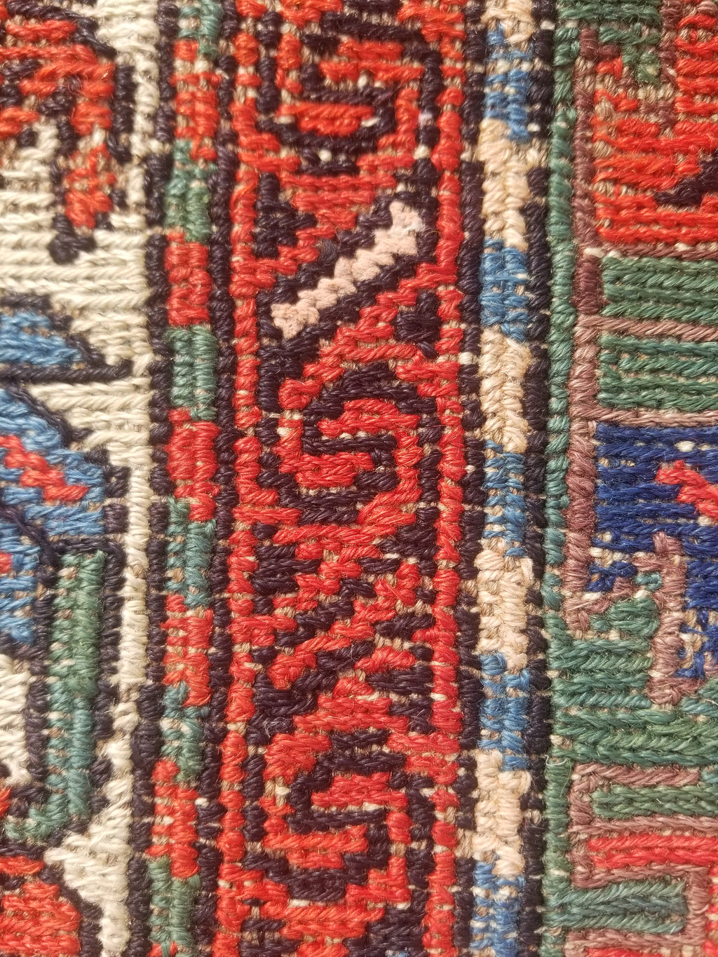 Antique Traditional Handmade Caucasian Kazak Wool Multicolor Kilim 259x170cm
