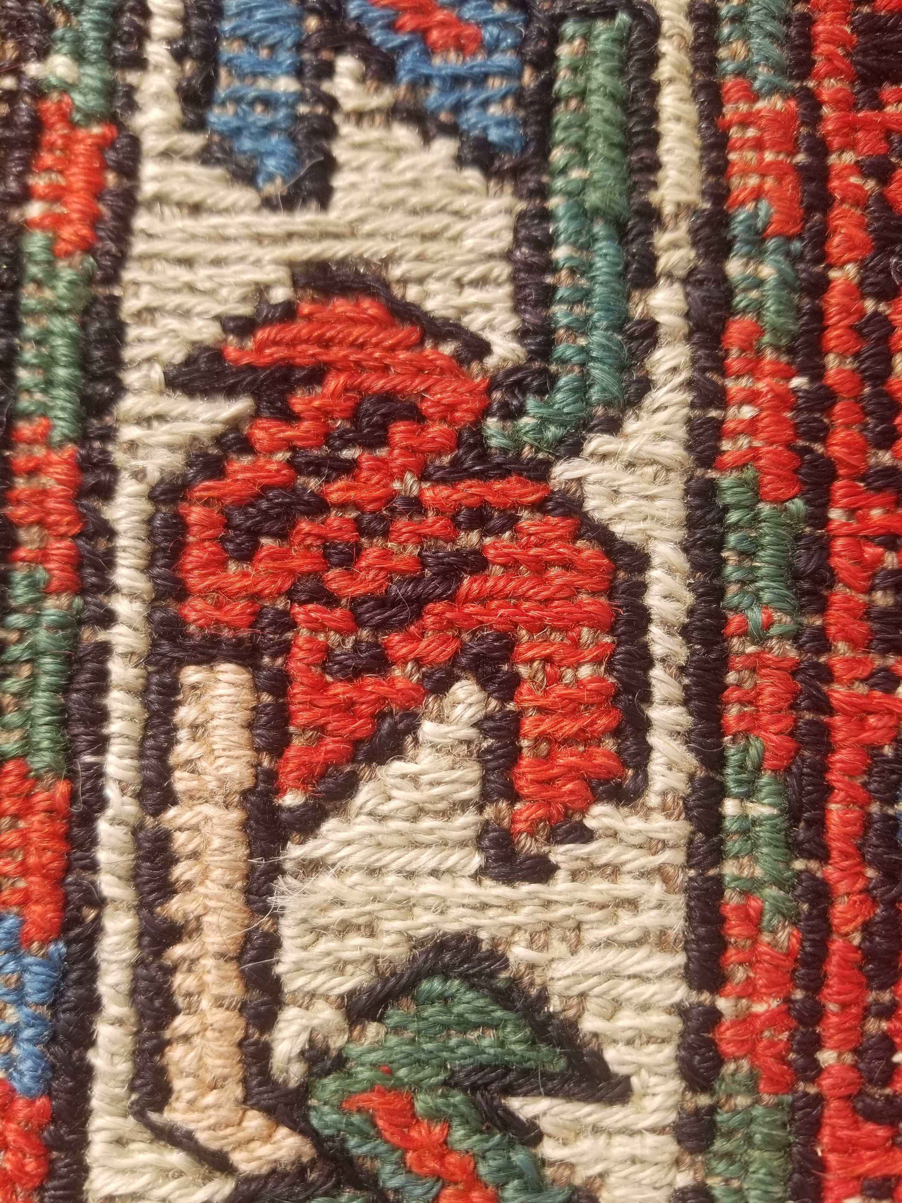 Antique Traditional Handmade Caucasian Kazak Wool Multicolor Kilim 259x170cm