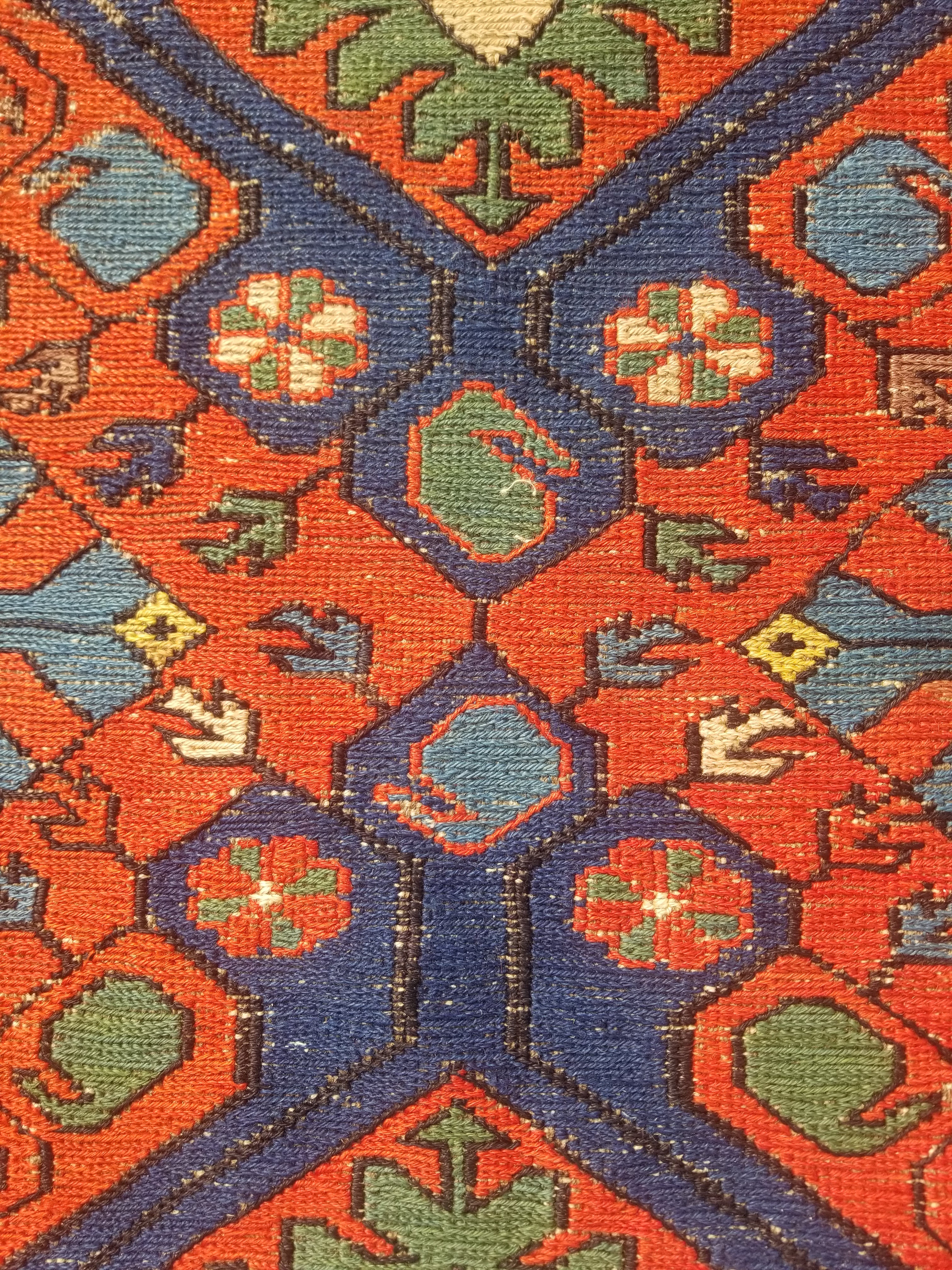 Antique Traditional Handmade Caucasian Kazak Wool Multicolor Kilim 259x170cm