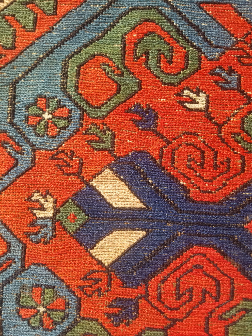 Antique Traditional Handmade Caucasian Kazak Wool Multicolor Kilim 259x170cm
