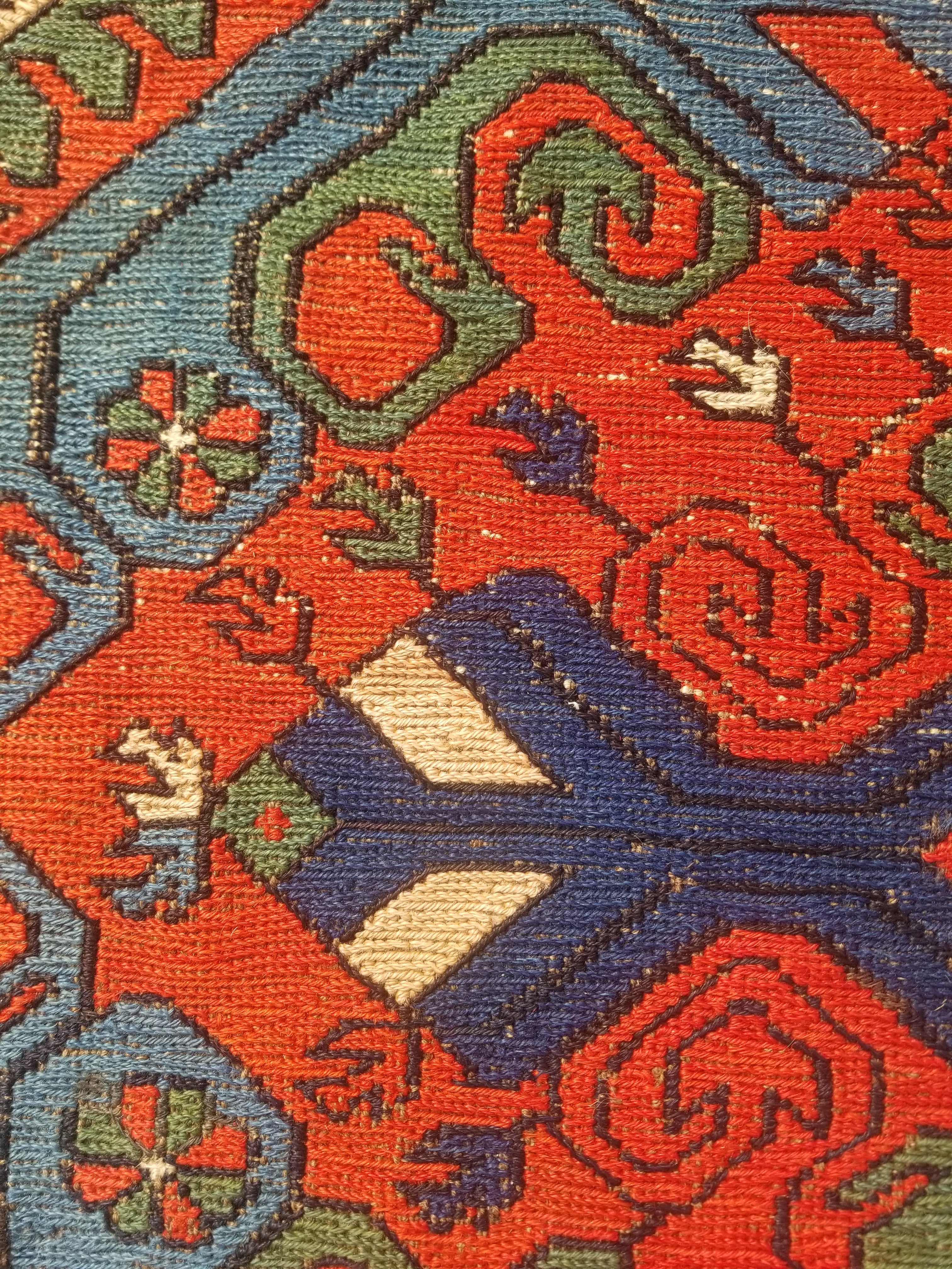 Antique Traditional Handmade Caucasian Kazak Wool Multicolor Kilim 259x170cm