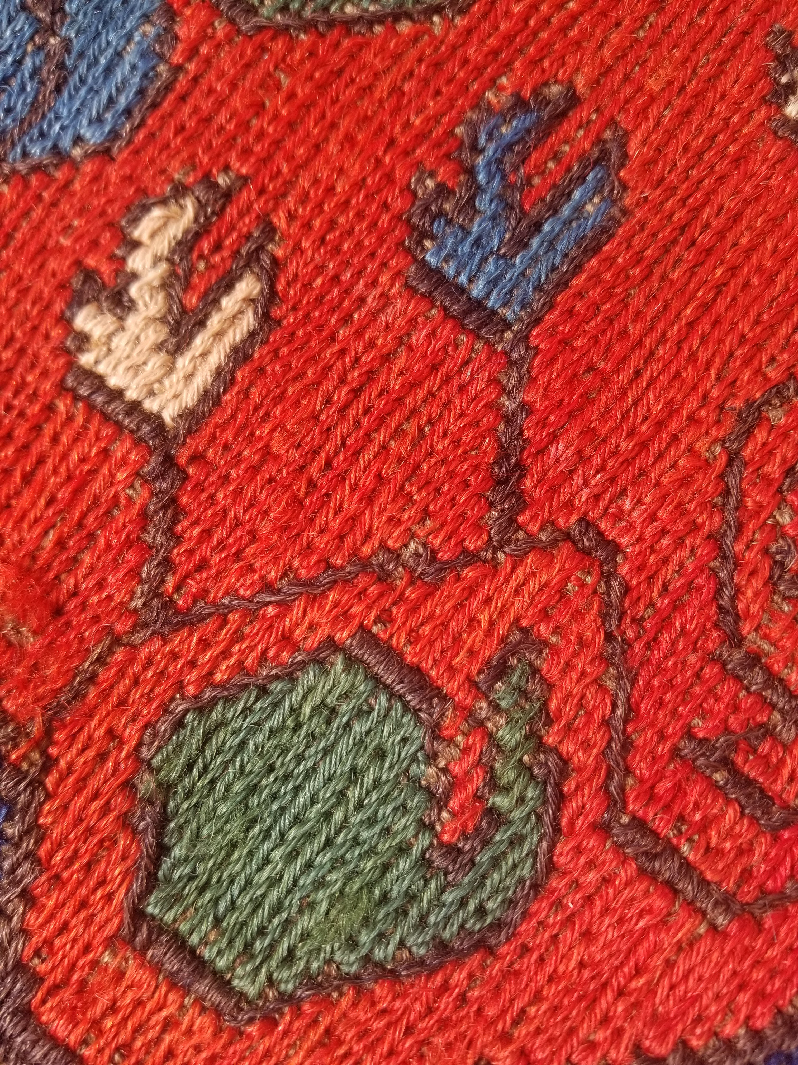 Antique Traditional Handmade Caucasian Kazak Wool Multicolor Kilim 259x170cm