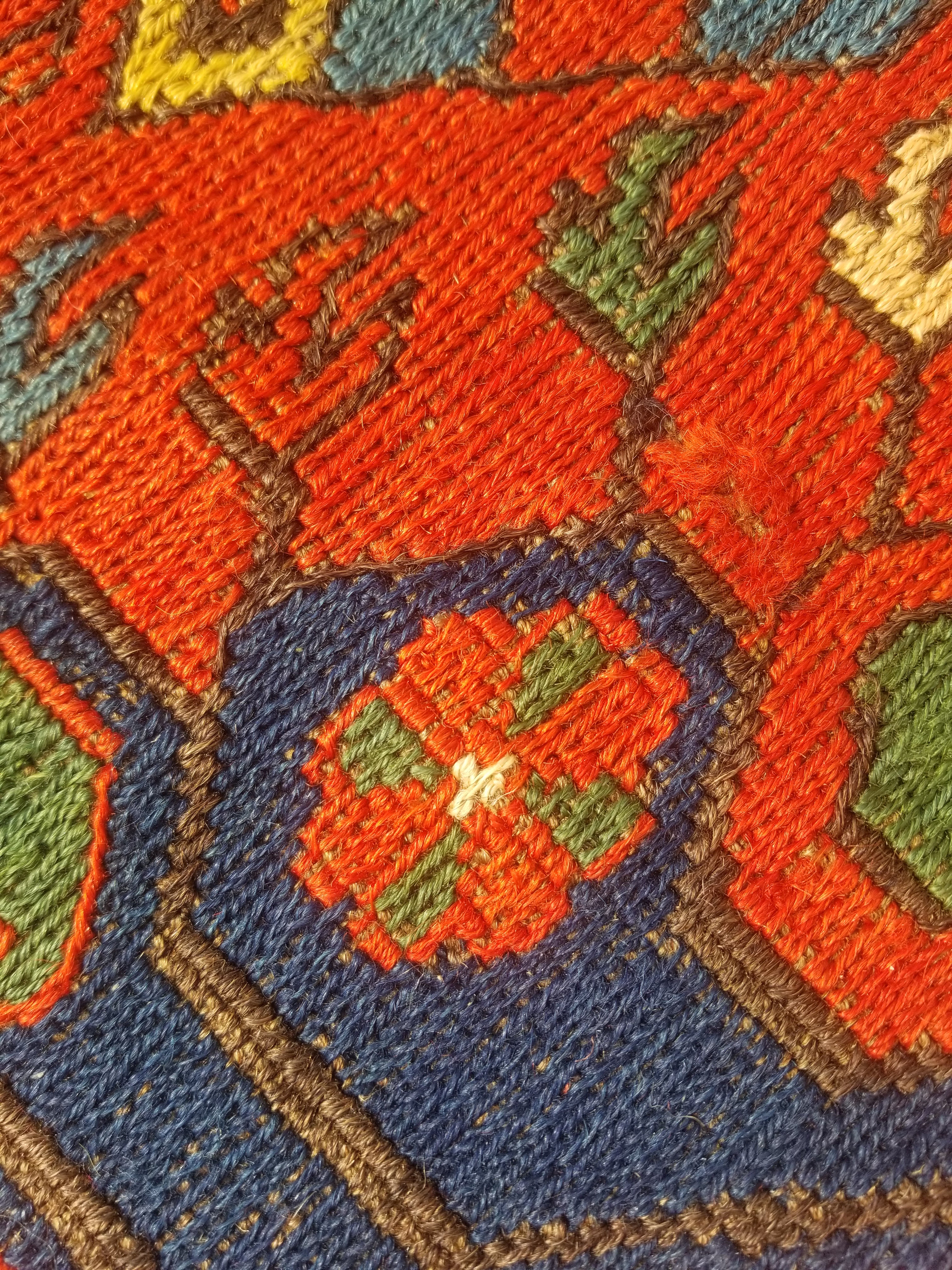 Antique Traditional Handmade Caucasian Kazak Wool Multicolor Kilim 259x170cm