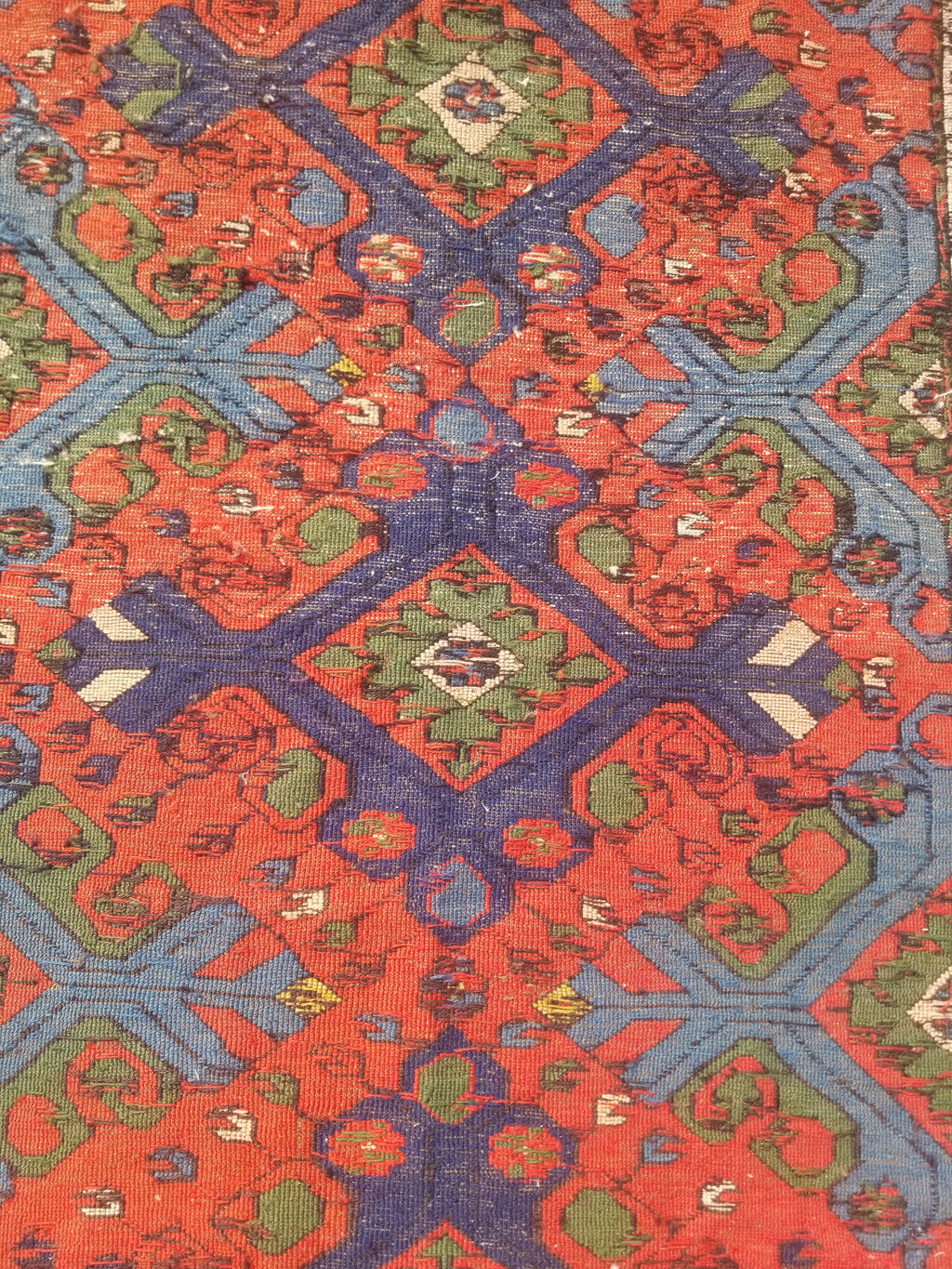 Antique Traditional Handmade Caucasian Kazak Wool Multicolor Kilim 259x170cm