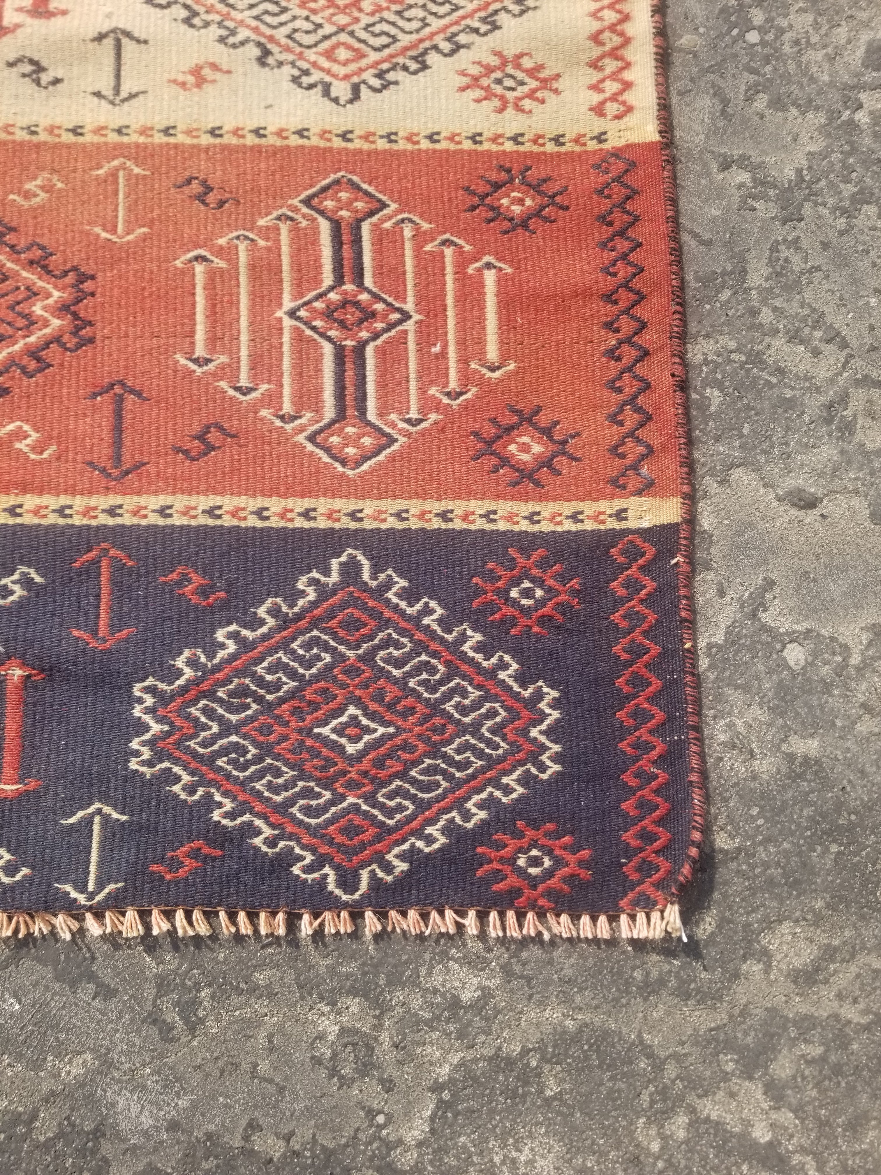 Vintage Traditional Handmade Tribal Oriental Wool Multicolor Kilim 184x110cm