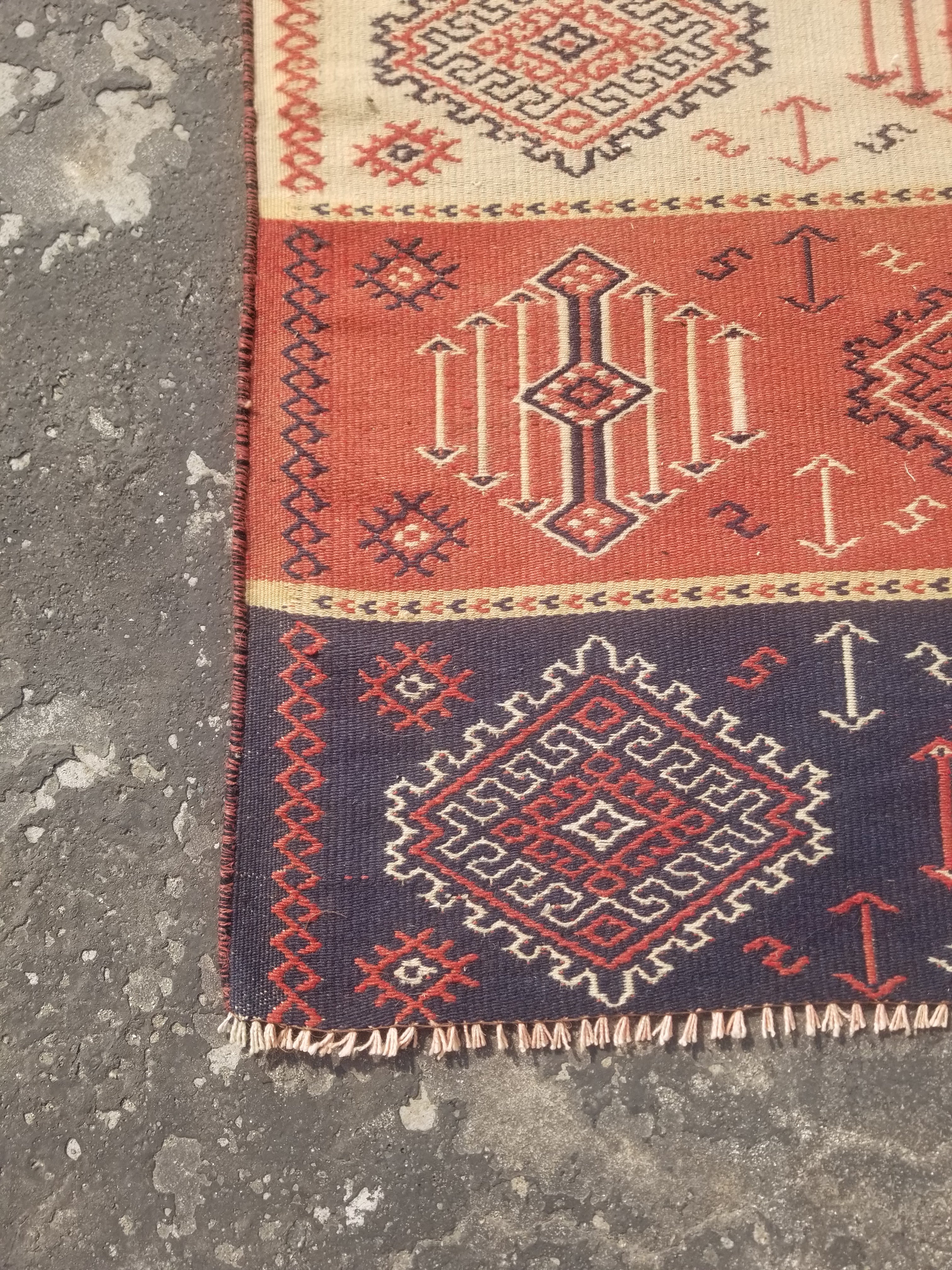 Vintage Traditional Handmade Tribal Oriental Wool Multicolor Kilim 184x110cm