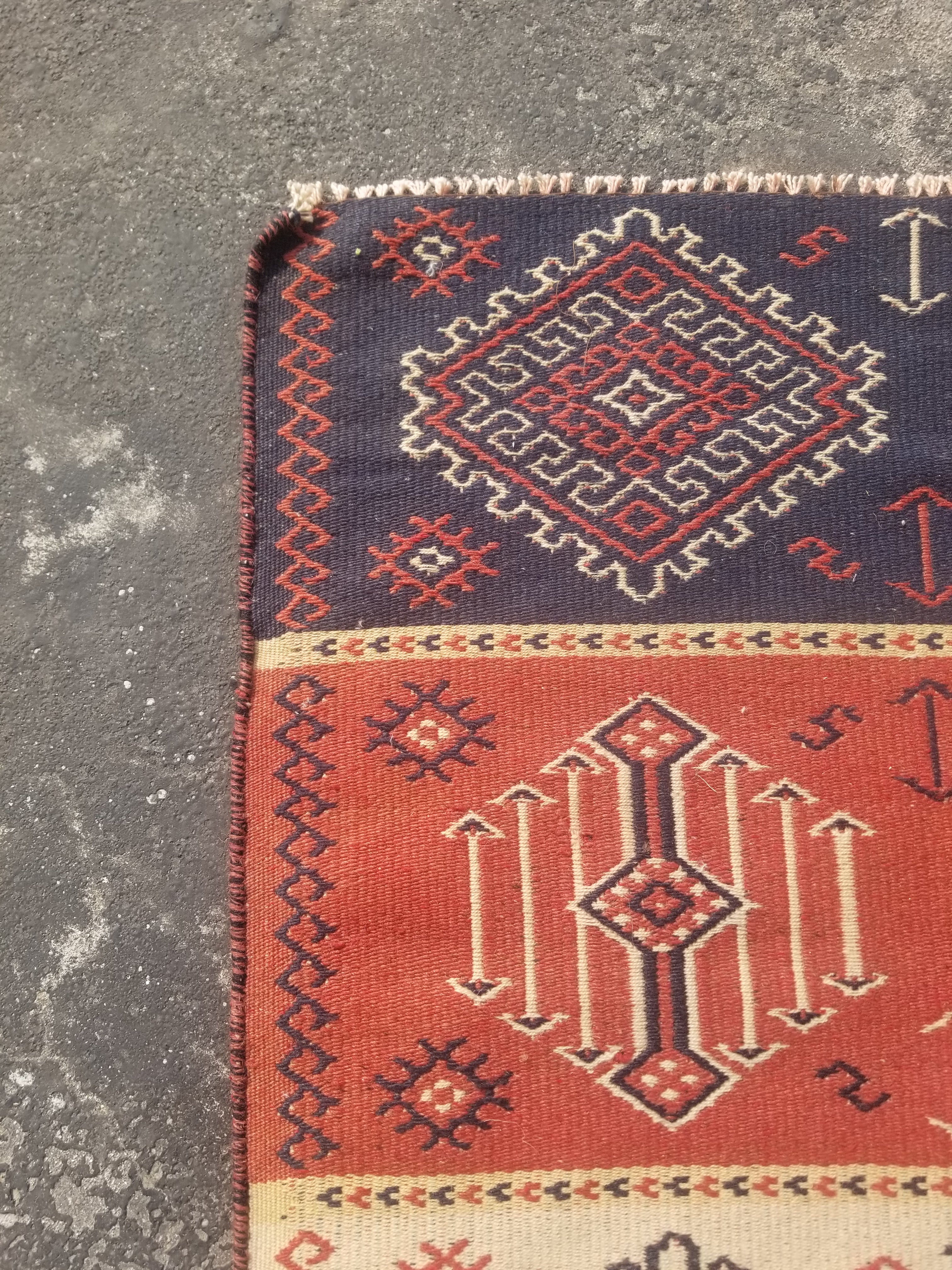 Vintage Traditional Handmade Tribal Oriental Wool Multicolor Kilim 184x110cm