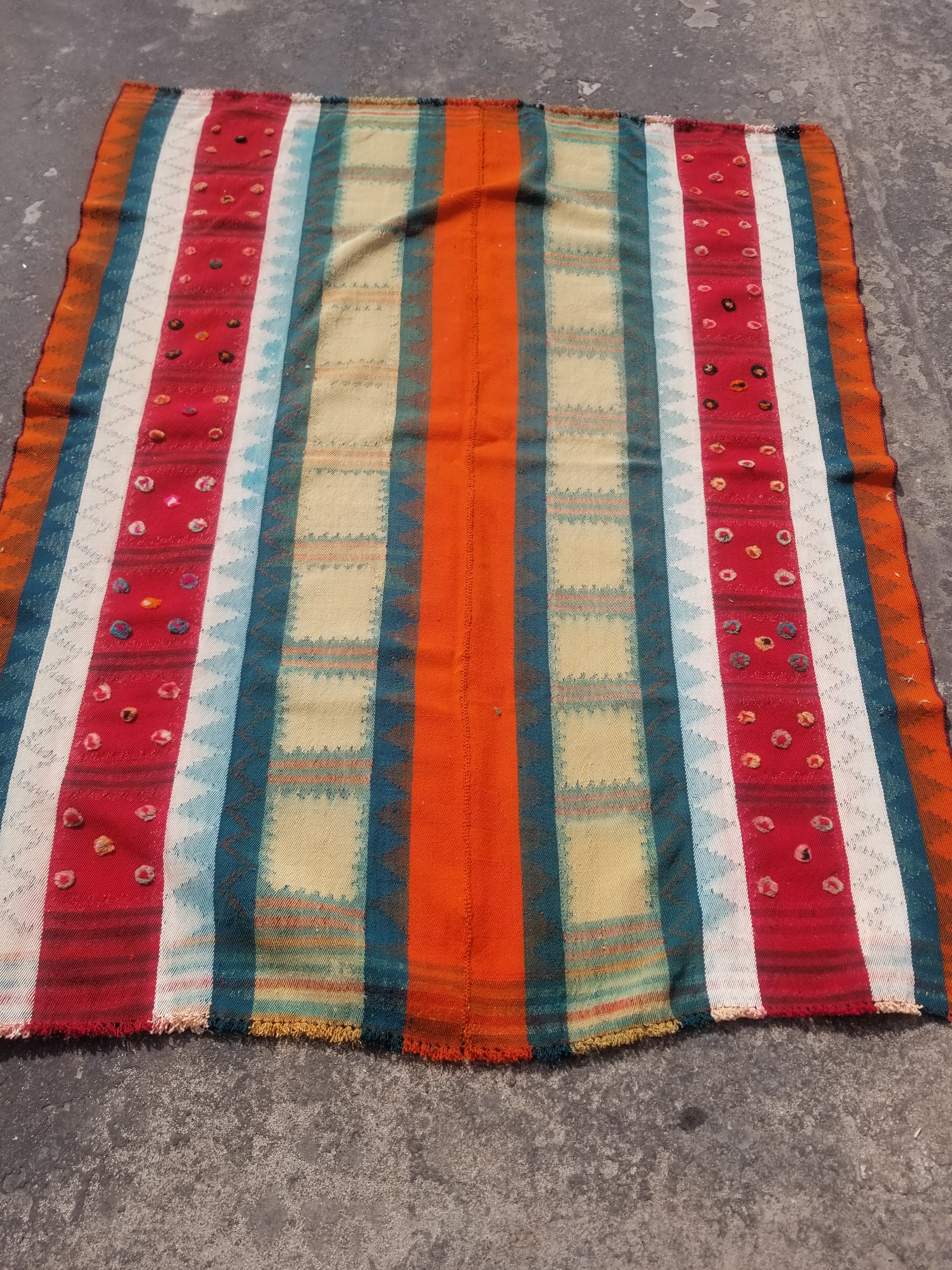 Vintage Traditional Handmade Tribal Nomadic Wool Multicolor Kilim 186x153cm