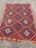 Antique Traditional Handmade Turkish Anatolian Wool Multicolor Kilim 216x160cm