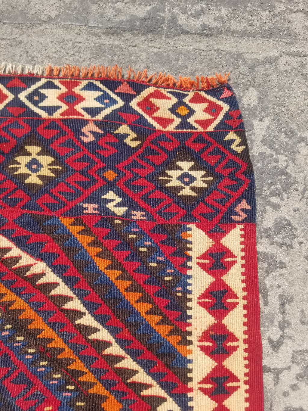 Antique Traditional Handmade Turkish Anatolian Wool Multicolor Kilim 216x160cm
