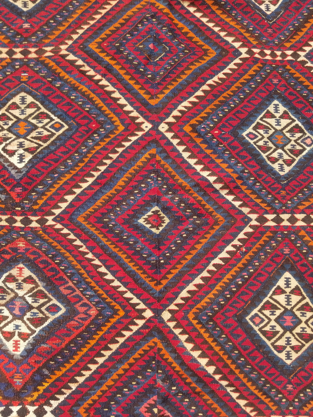 Antique Traditional Handmade Turkish Anatolian Wool Multicolor Kilim 216x160cm