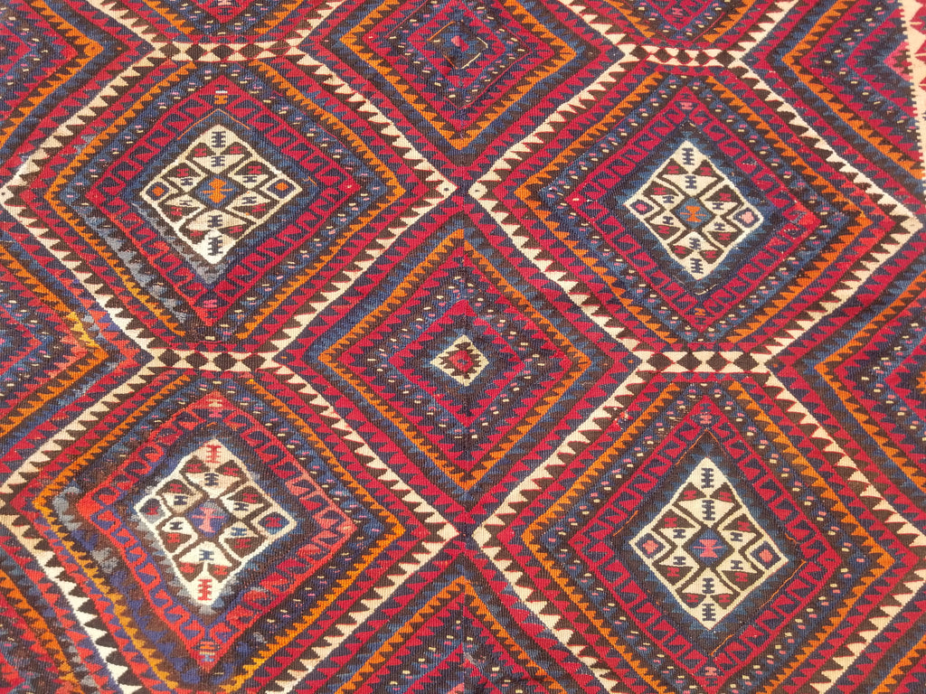 Antique Traditional Handmade Turkish Anatolian Wool Multicolor Kilim 216x160cm