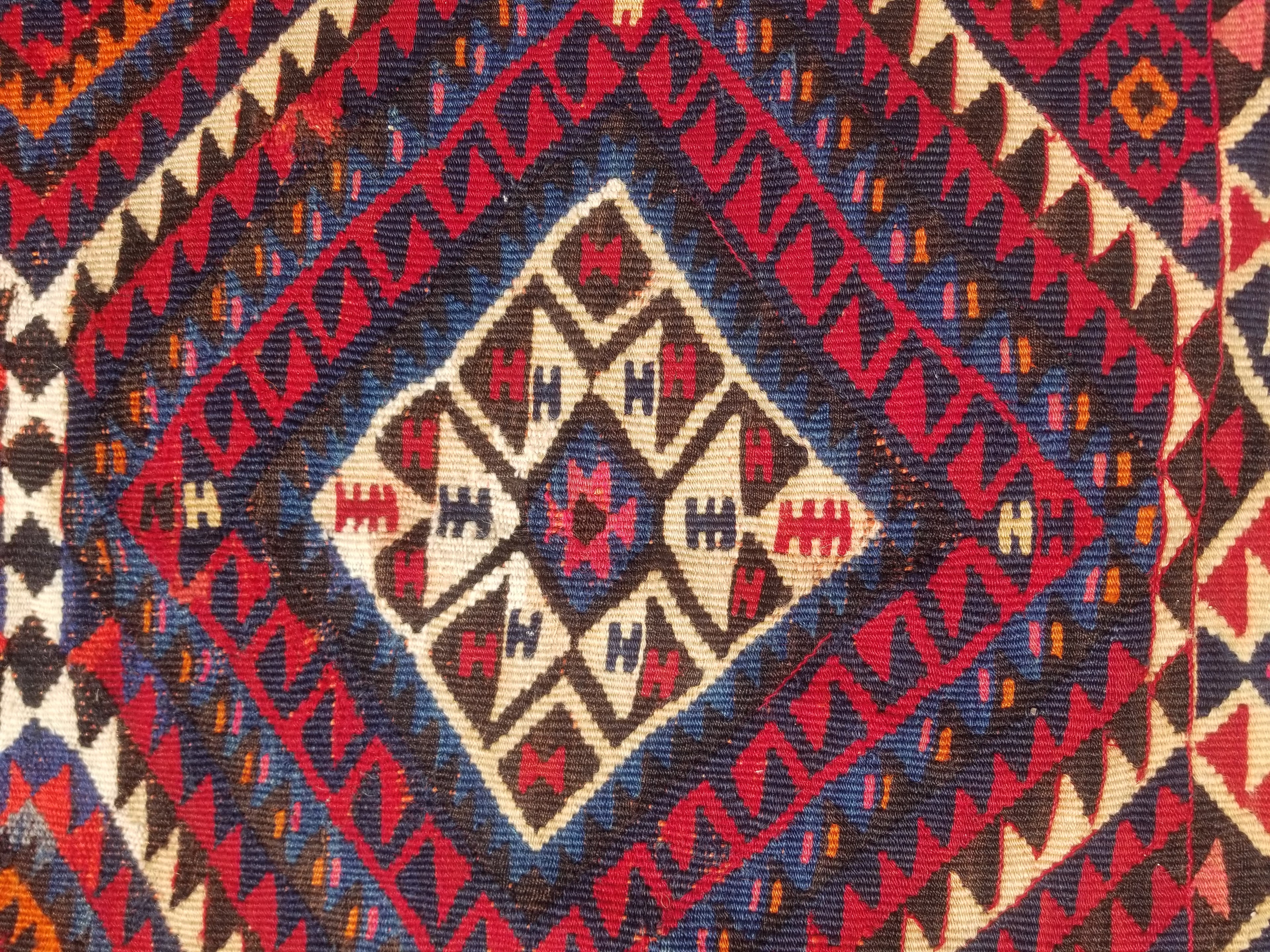 Antique Traditional Handmade Turkish Anatolian Wool Multicolor Kilim 216x160cm