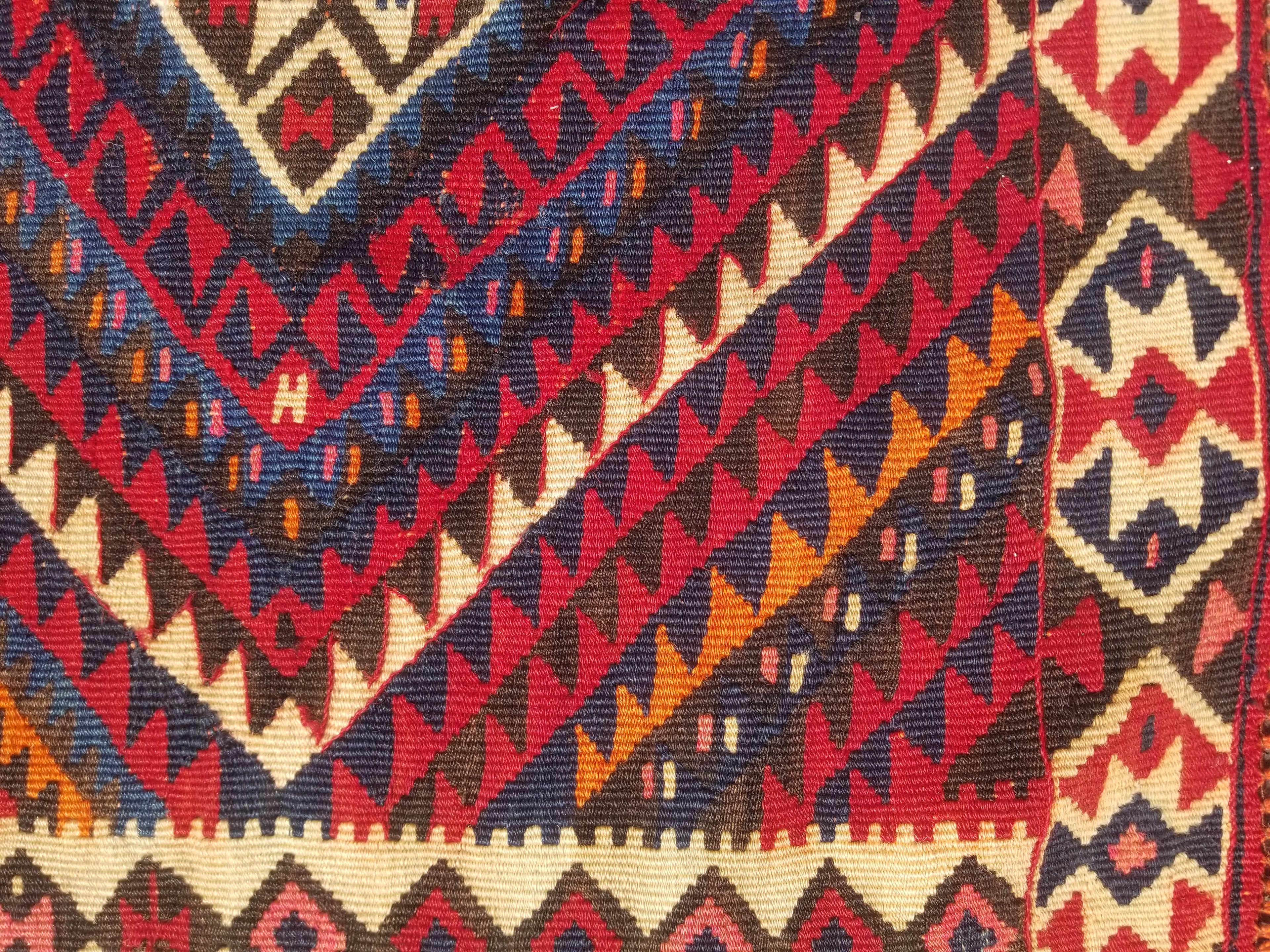 Antique Traditional Handmade Turkish Anatolian Wool Multicolor Kilim 216x160cm