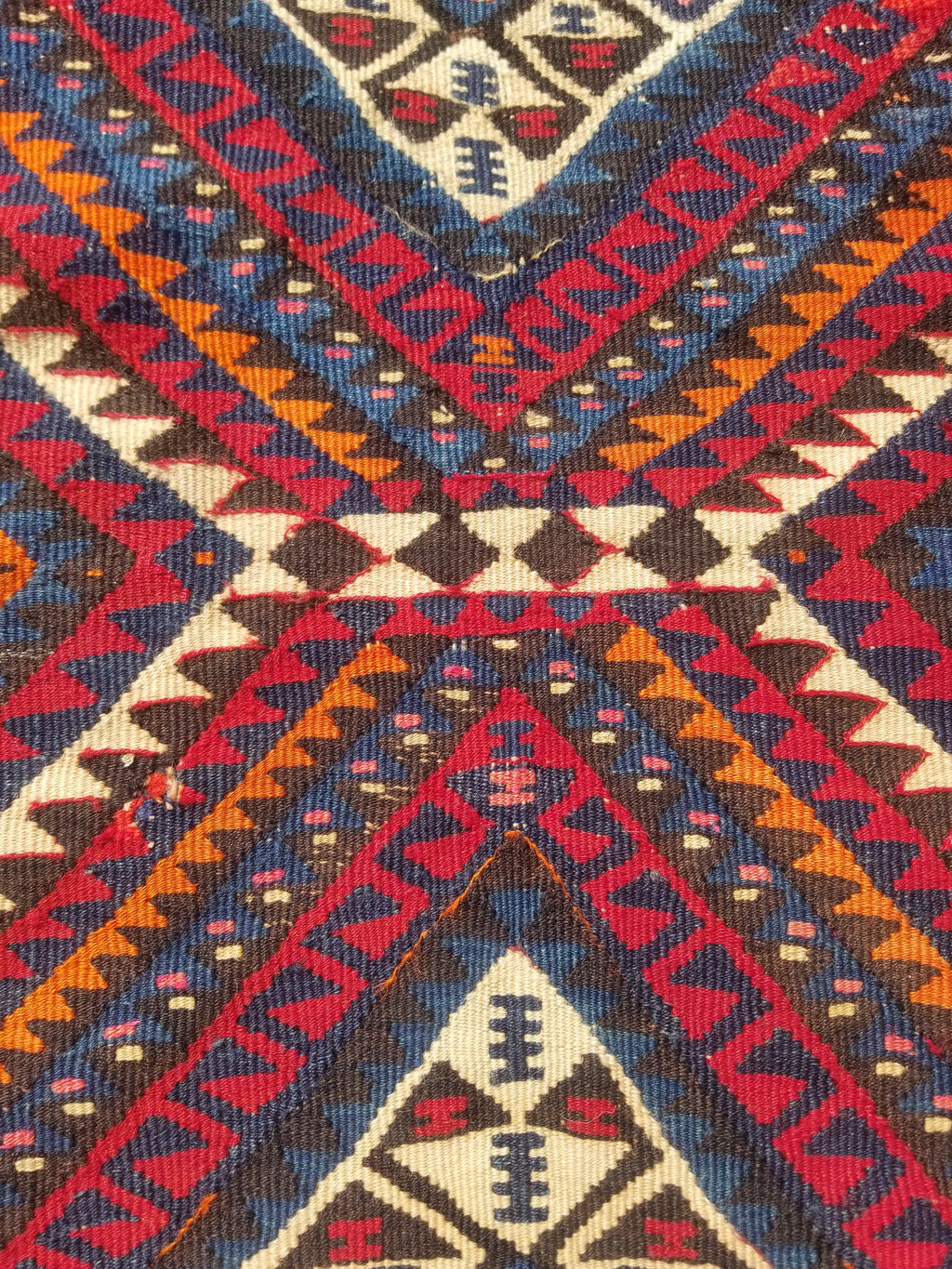 Antique Traditional Handmade Turkish Anatolian Wool Multicolor Kilim 216x160cm