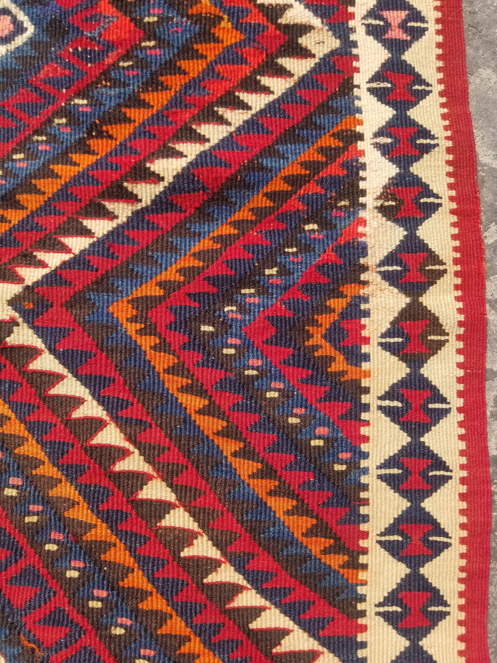Antique Traditional Handmade Turkish Anatolian Wool Multicolor Kilim 216x160cm