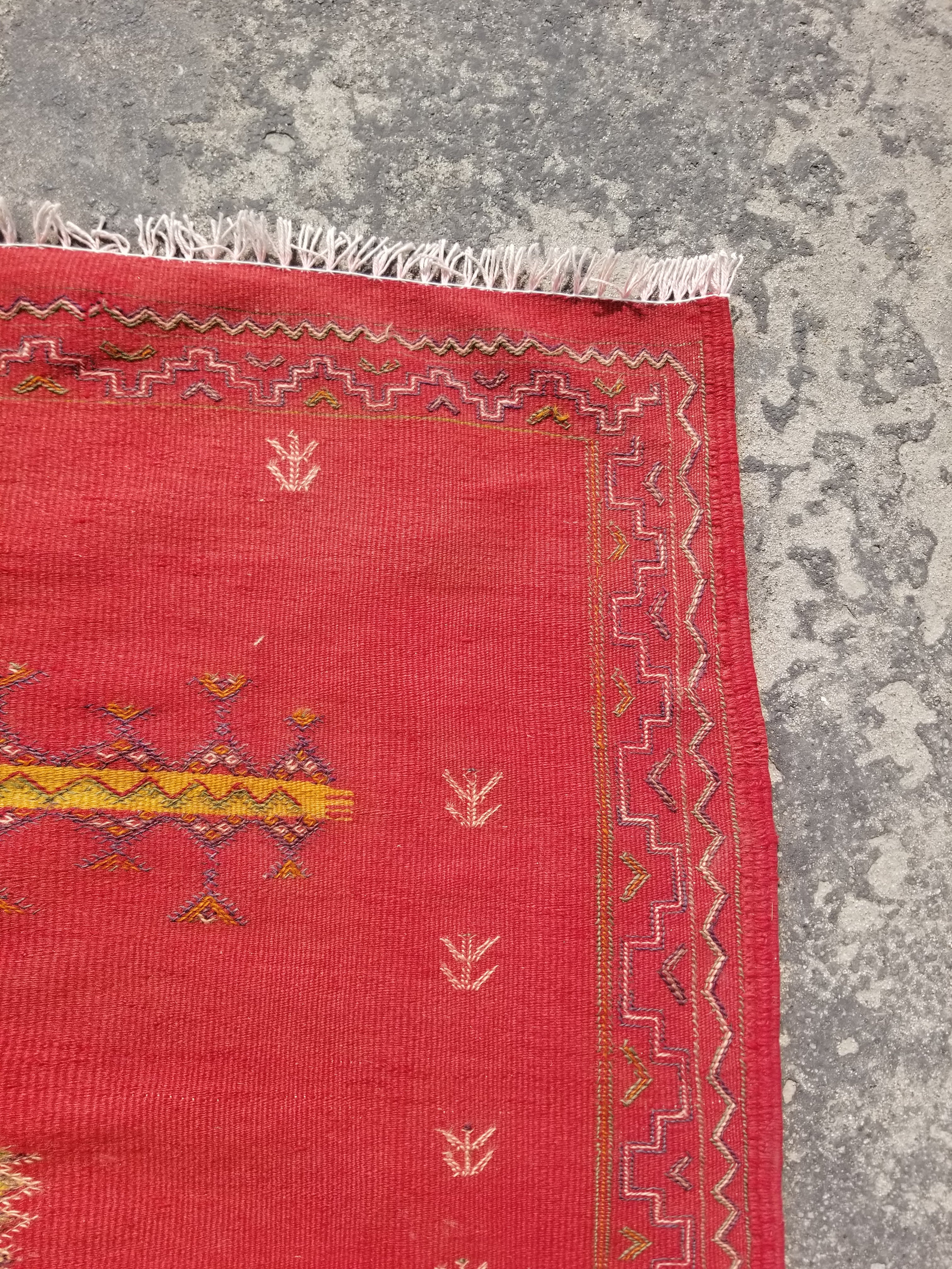 Vintage Traditional Handmade Moroccan Berber Wool Multicolor Kilim 230x158cm